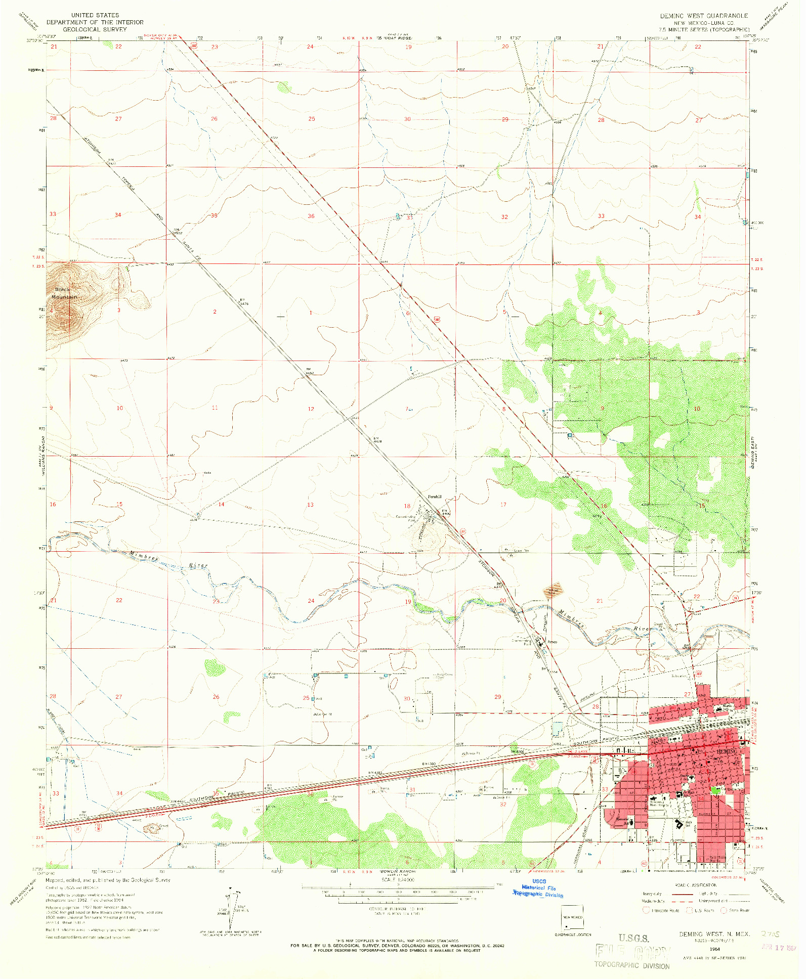 USGS 1:24000-SCALE QUADRANGLE FOR DEMING WEST, NM 1964