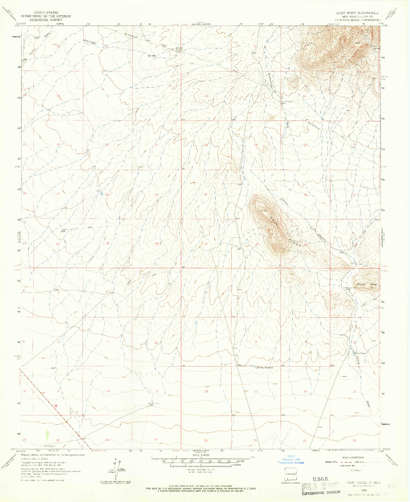 USGS 1:24000-SCALE QUADRANGLE FOR GOAT RIDGE, NM 1964