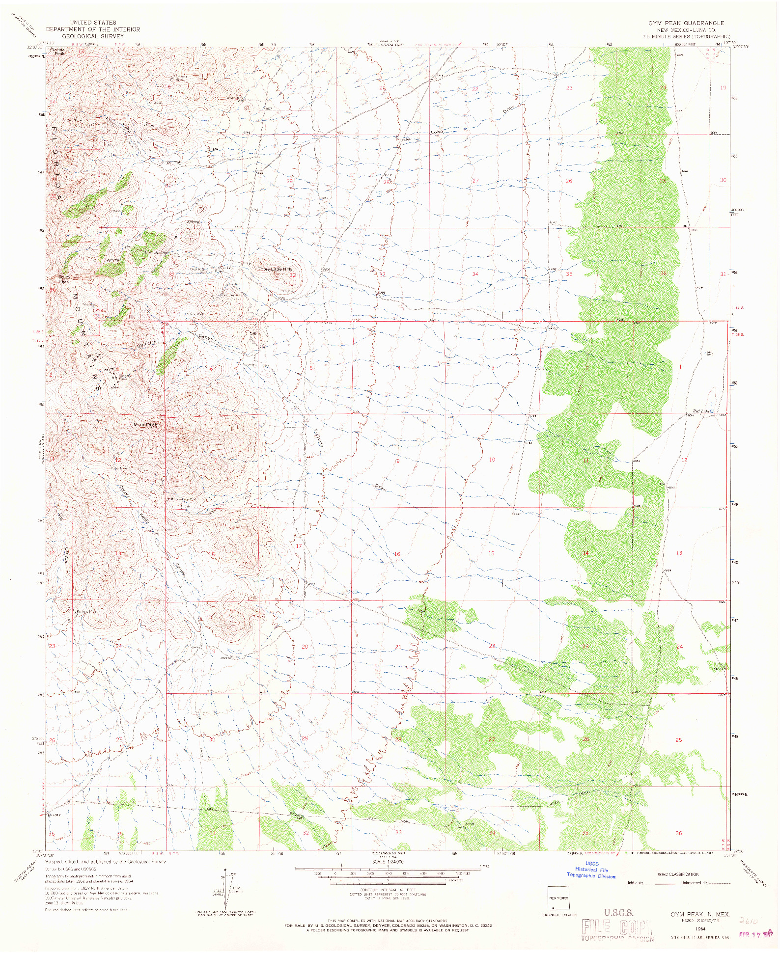 USGS 1:24000-SCALE QUADRANGLE FOR GYM PEAK, NM 1964