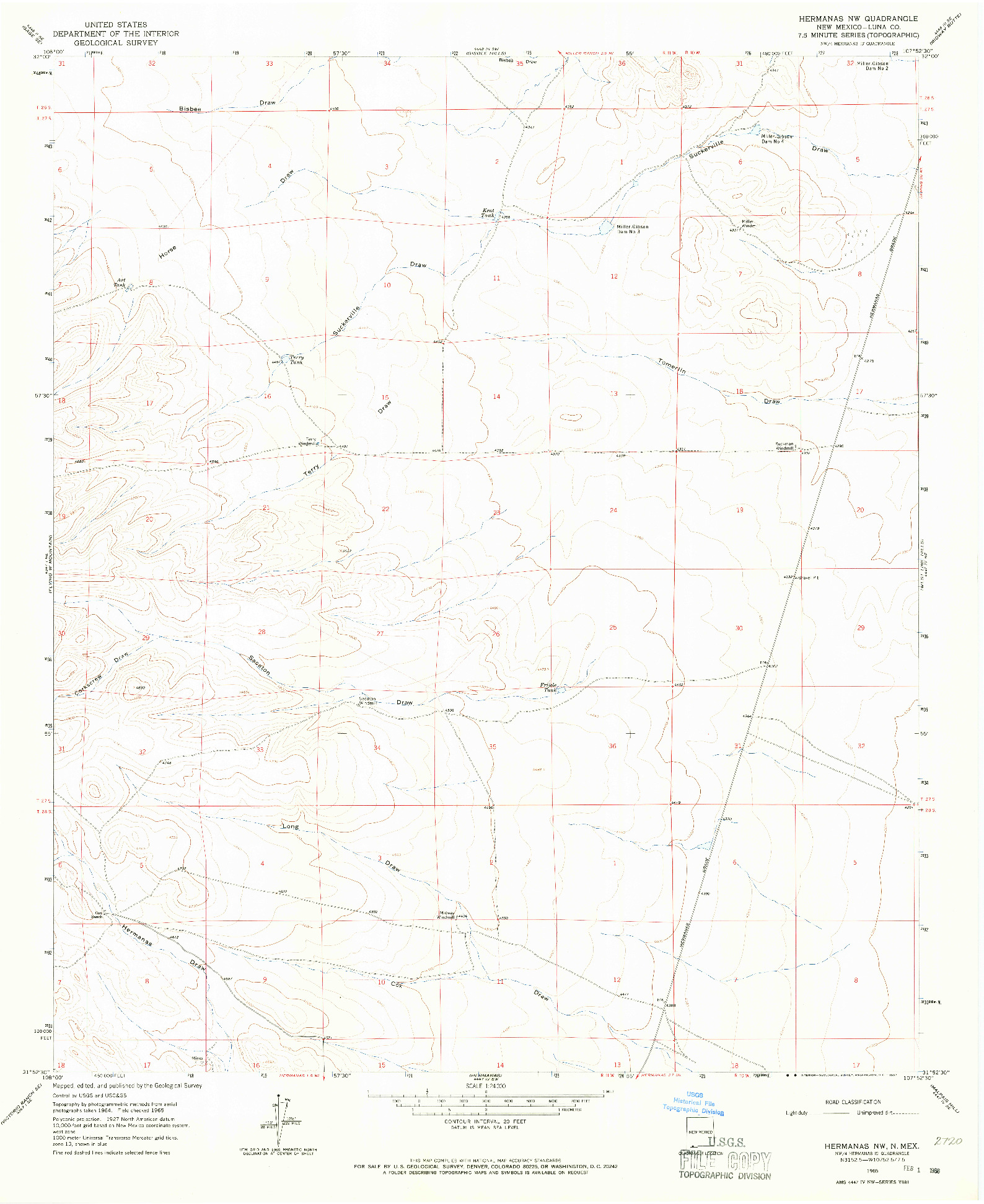 USGS 1:24000-SCALE QUADRANGLE FOR HERMANAS NW, NM 1965