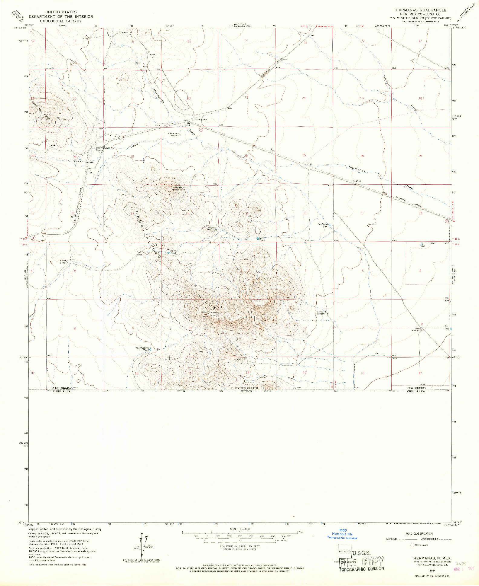 USGS 1:24000-SCALE QUADRANGLE FOR HERMANAS, NM 1964