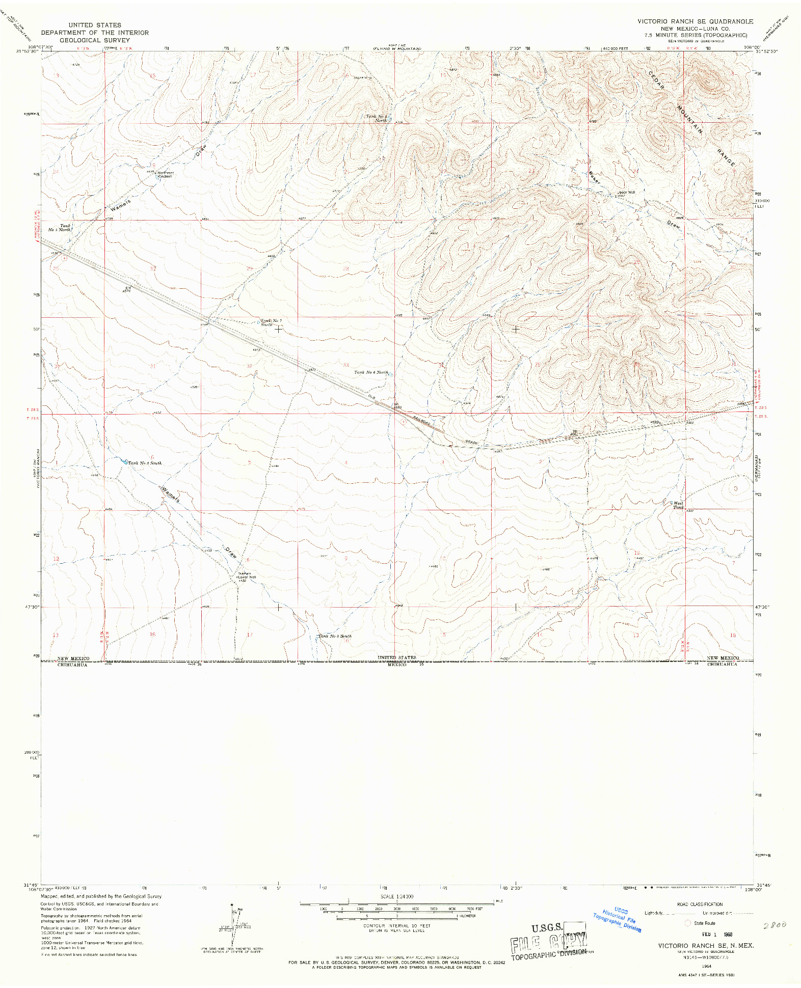 USGS 1:24000-SCALE QUADRANGLE FOR VICTORIO RANCH SE, NM 1964