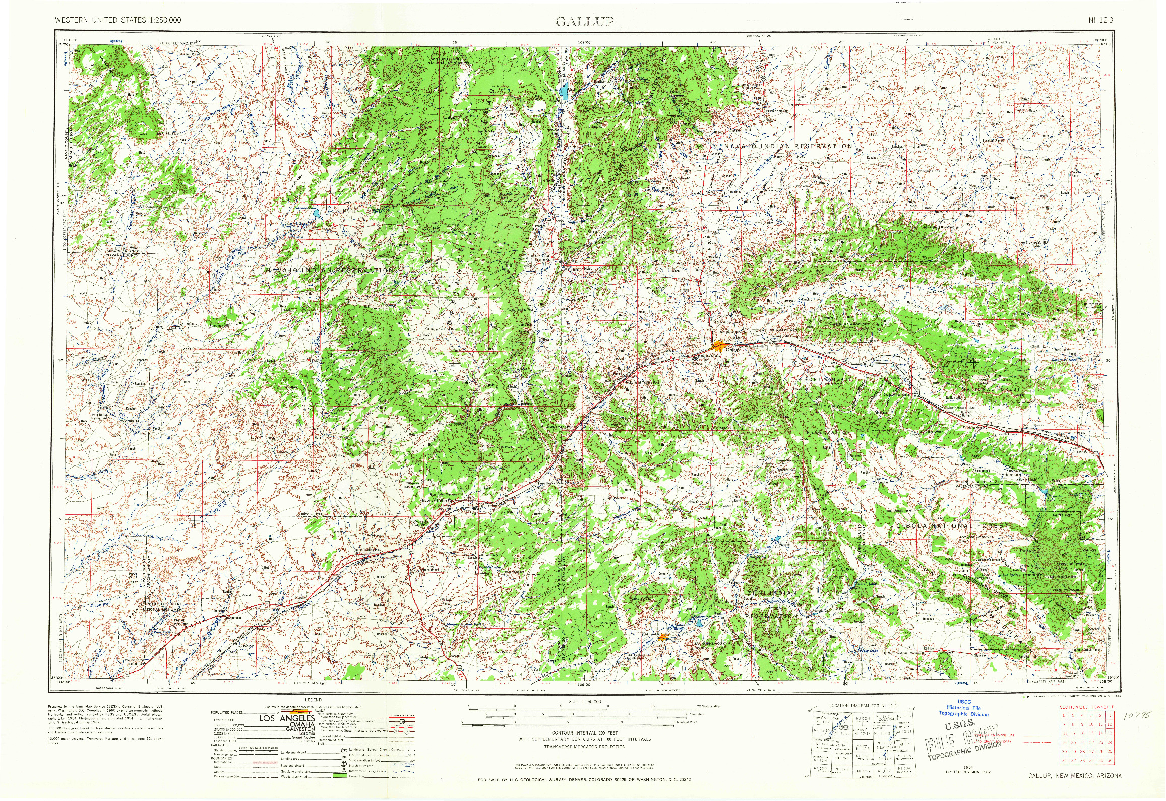 USGS 1:250000-SCALE QUADRANGLE FOR GALLUP, NM 1967