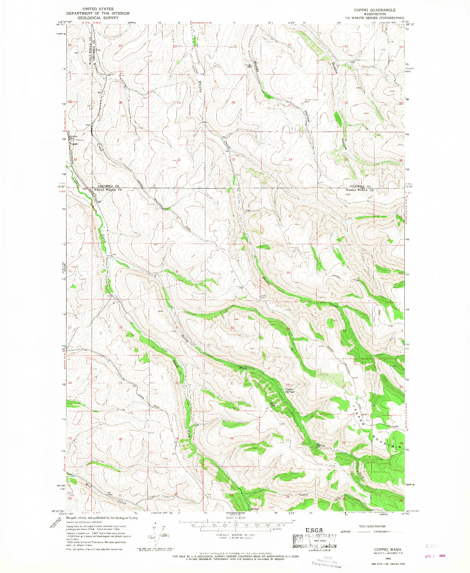 USGS 1:24000-SCALE QUADRANGLE FOR COPPEI, WA 1966