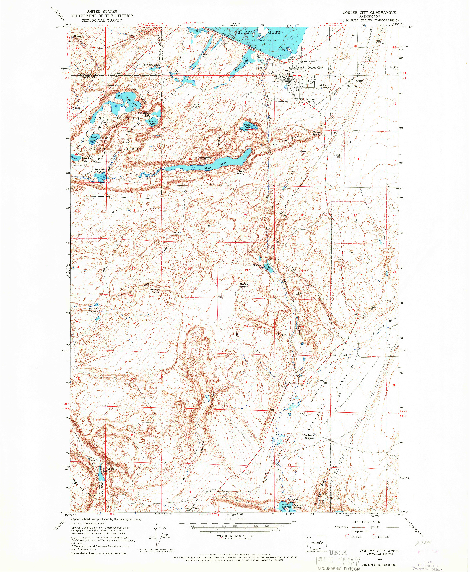 USGS 1:24000-SCALE QUADRANGLE FOR COULEE CITY, WA 1965