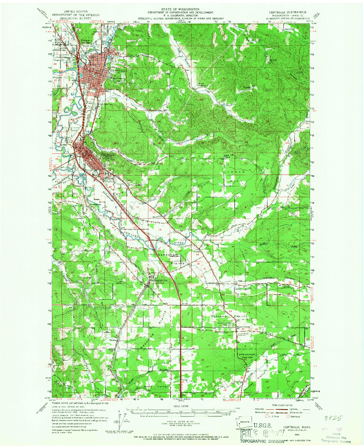USGS 1:62500-SCALE QUADRANGLE FOR CENTRALIA, WA 1954