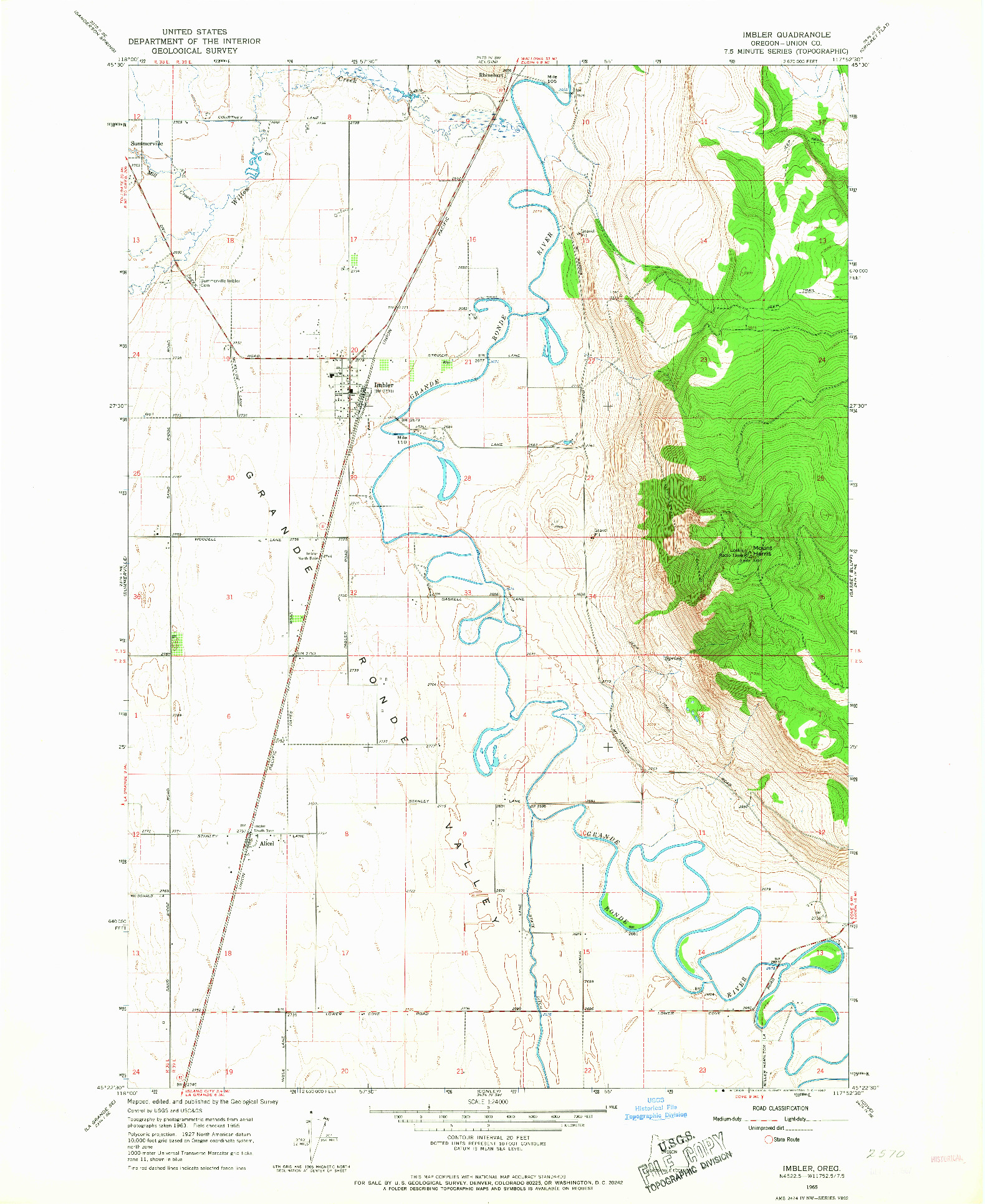 USGS 1:24000-SCALE QUADRANGLE FOR IMBLER, OR 1965