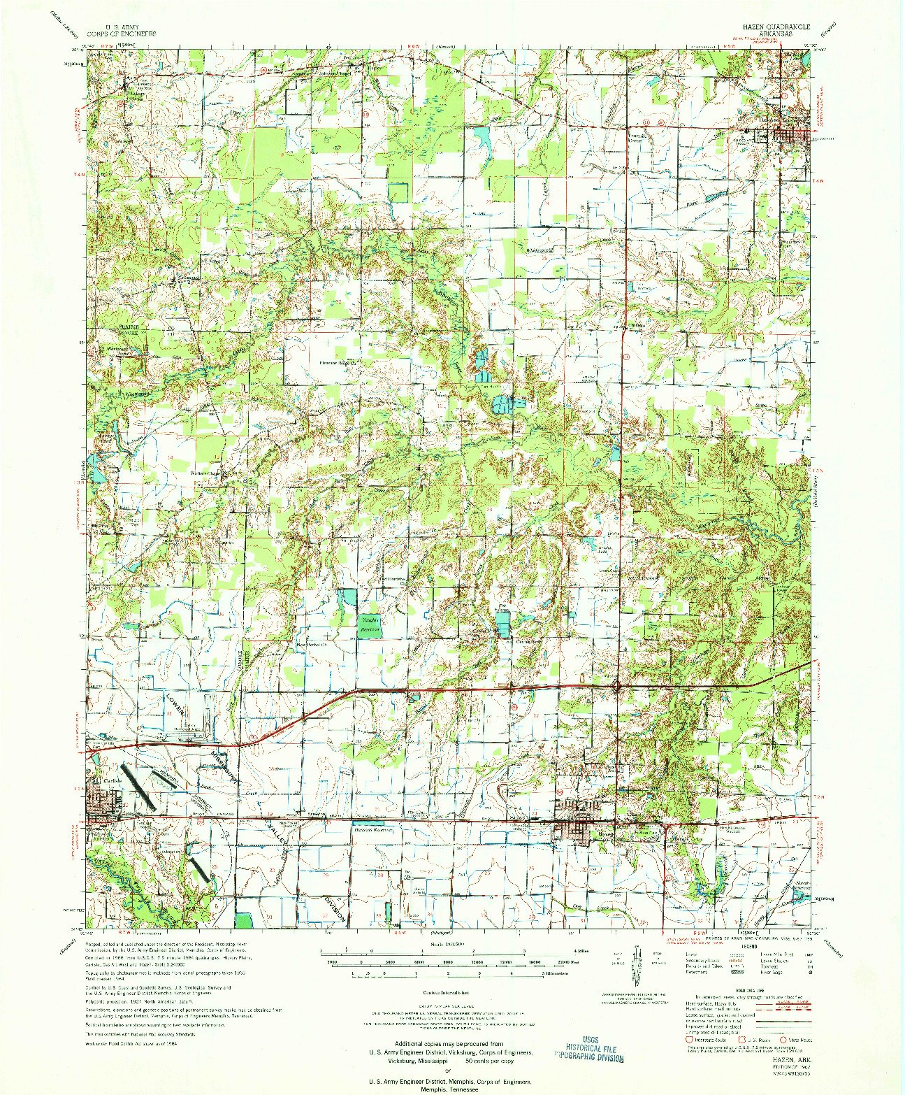 USGS 1:62500-SCALE QUADRANGLE FOR HAZEN, AR 1967