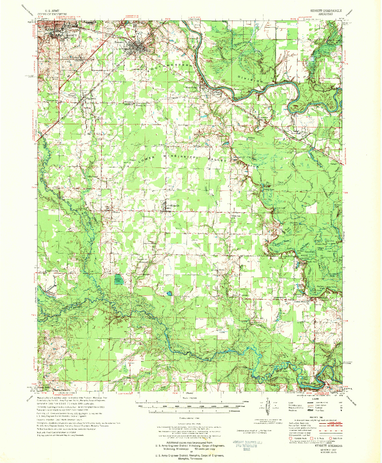 USGS 1:62500-SCALE QUADRANGLE FOR KENSETT, AR 1967