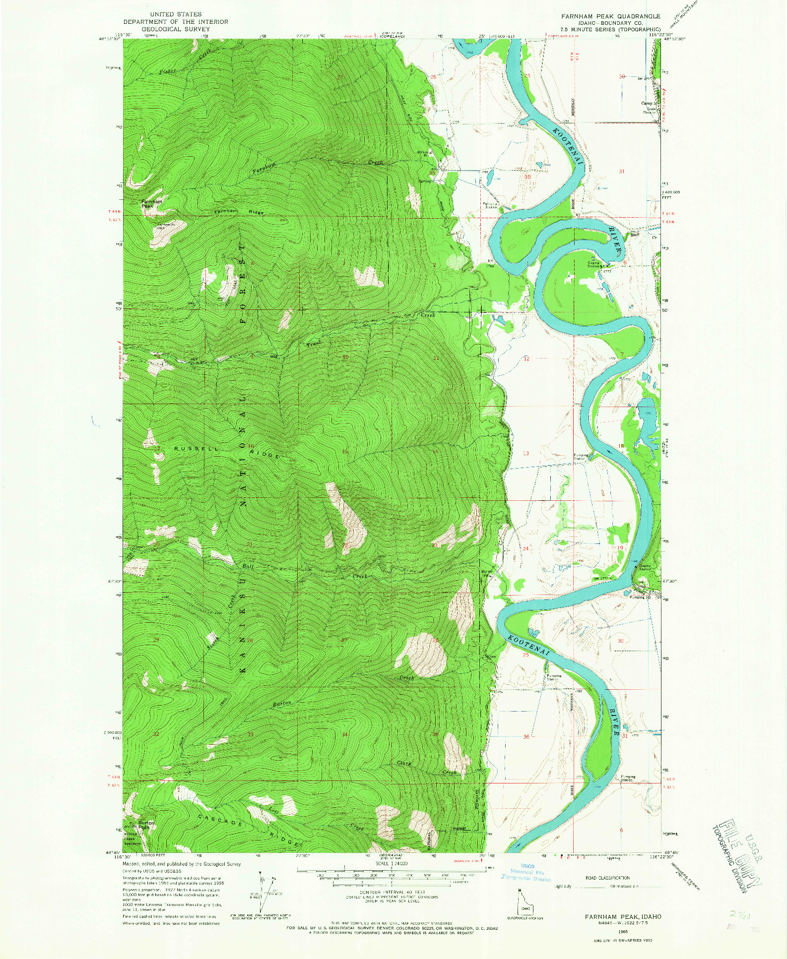 USGS 1:24000-SCALE QUADRANGLE FOR FARNHAM PEAK, ID 1965
