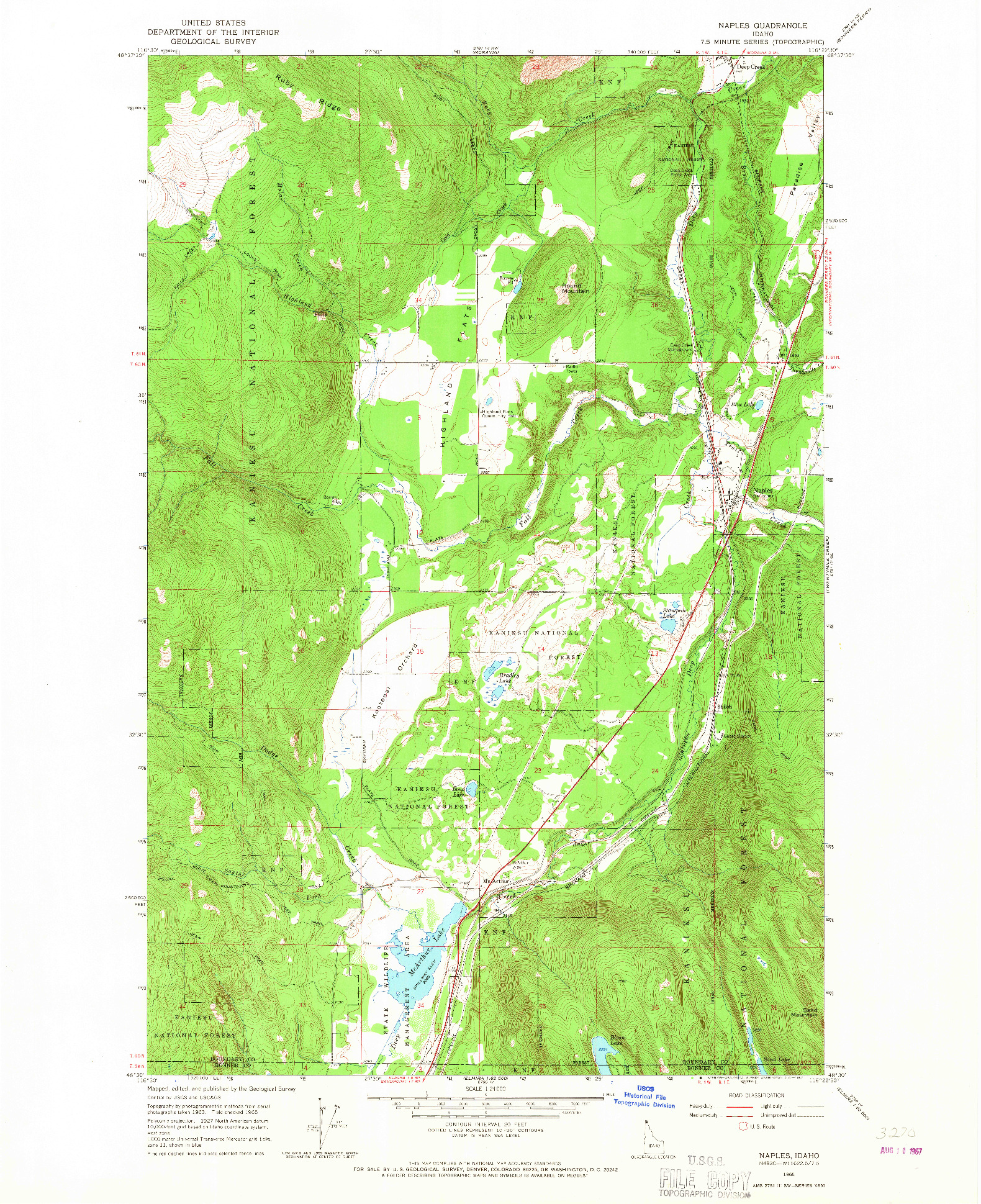 USGS 1:24000-SCALE QUADRANGLE FOR NAPLES, ID 1965