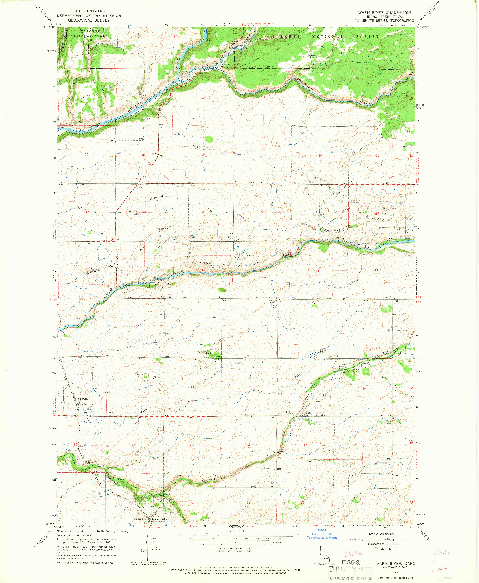 USGS 1:24000-SCALE QUADRANGLE FOR WARM RIVER, ID 1965