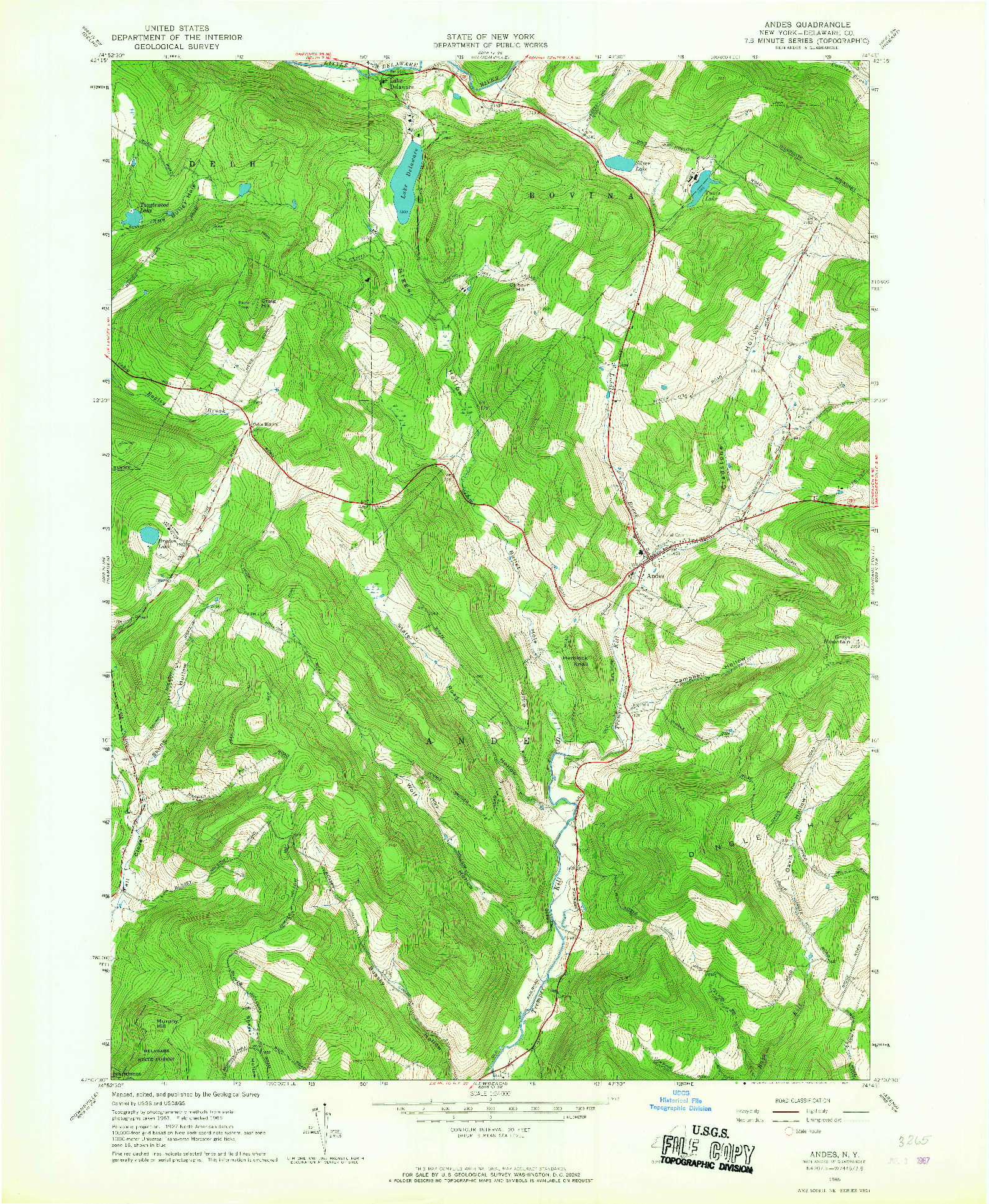 USGS 1:24000-SCALE QUADRANGLE FOR ANDES, NY 1965