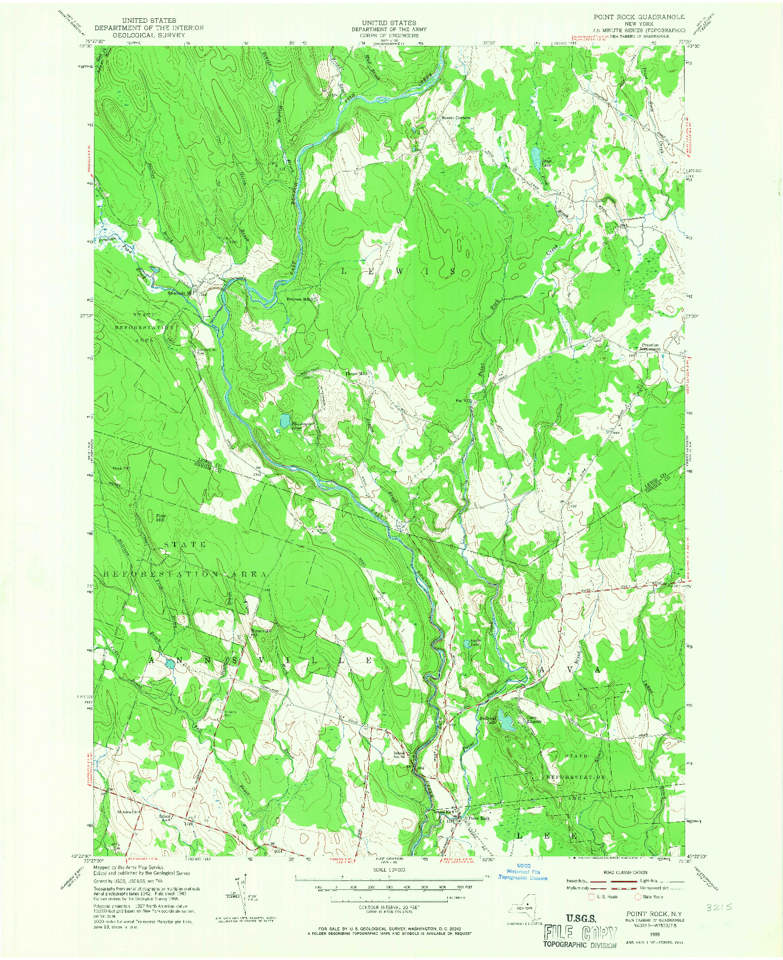 USGS 1:24000-SCALE QUADRANGLE FOR POINT ROCK, NY 1955