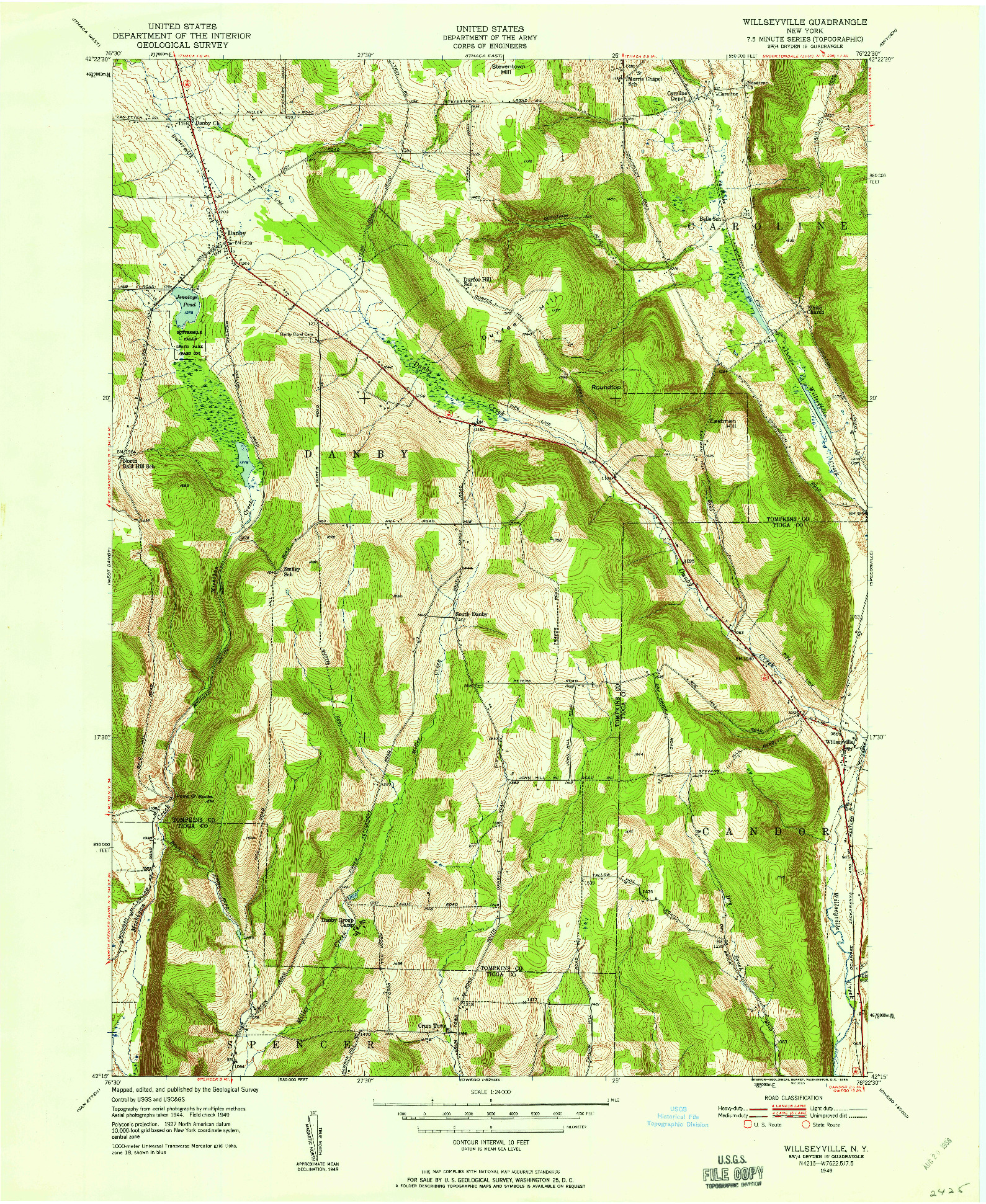 USGS 1:24000-SCALE QUADRANGLE FOR WILLSEYVILLE, NY 1949