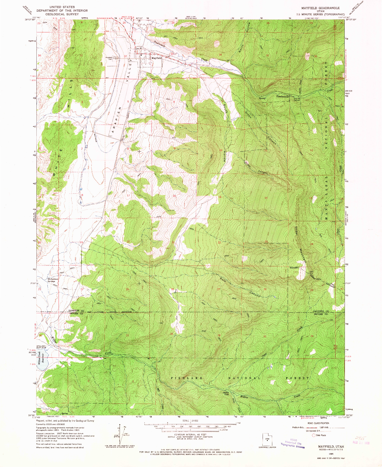 USGS 1:24000-SCALE QUADRANGLE FOR MAYFIELD, UT 1965