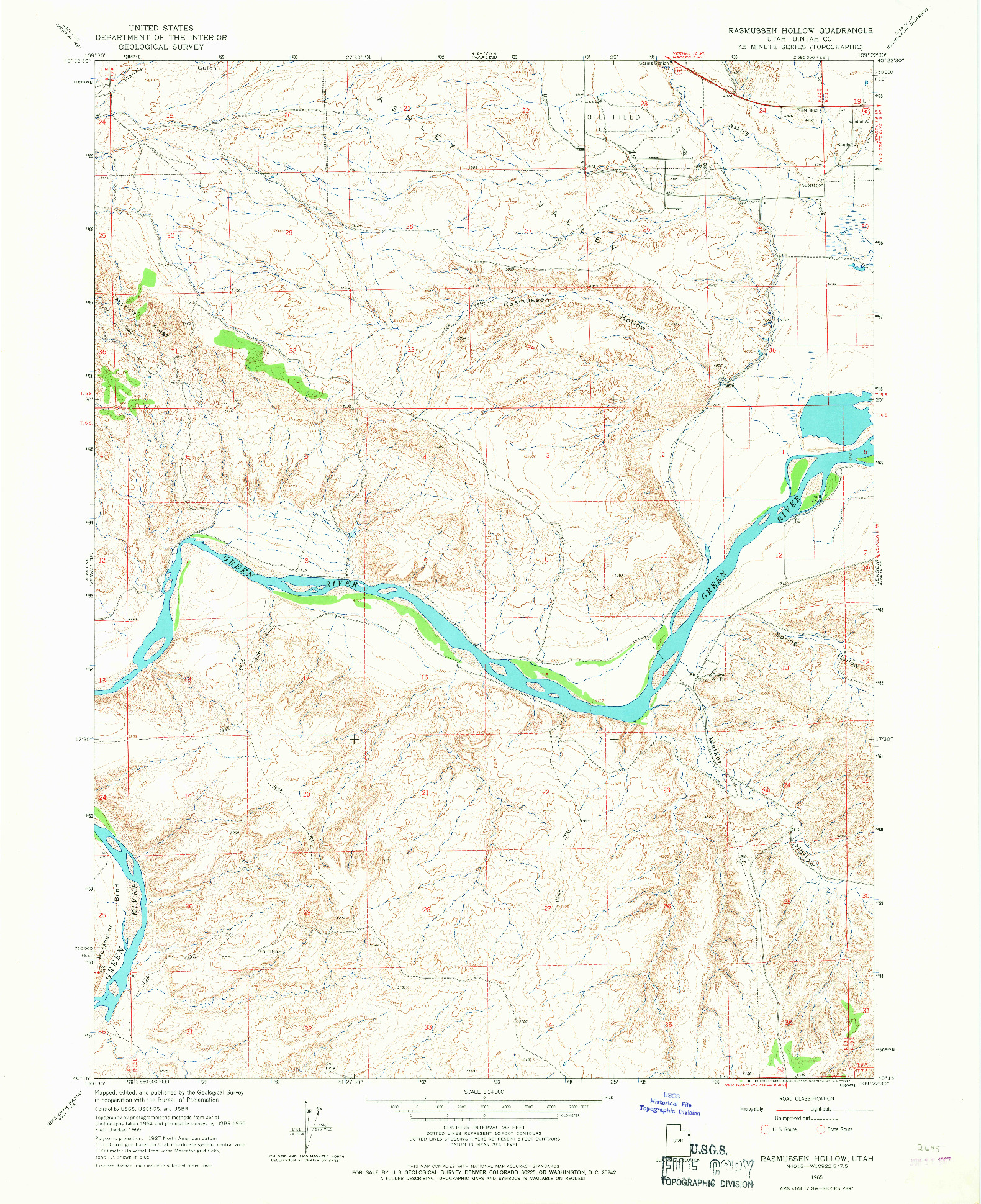 USGS 1:24000-SCALE QUADRANGLE FOR RASMUSSEN HOLLOW, UT 1965