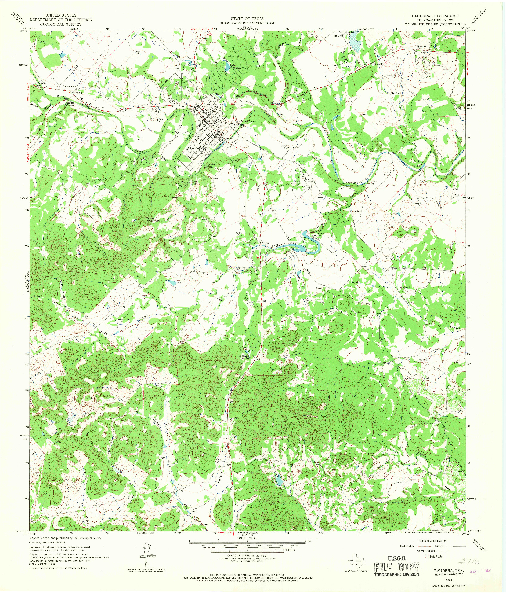 USGS 1:24000-SCALE QUADRANGLE FOR BANDERA, TX 1964