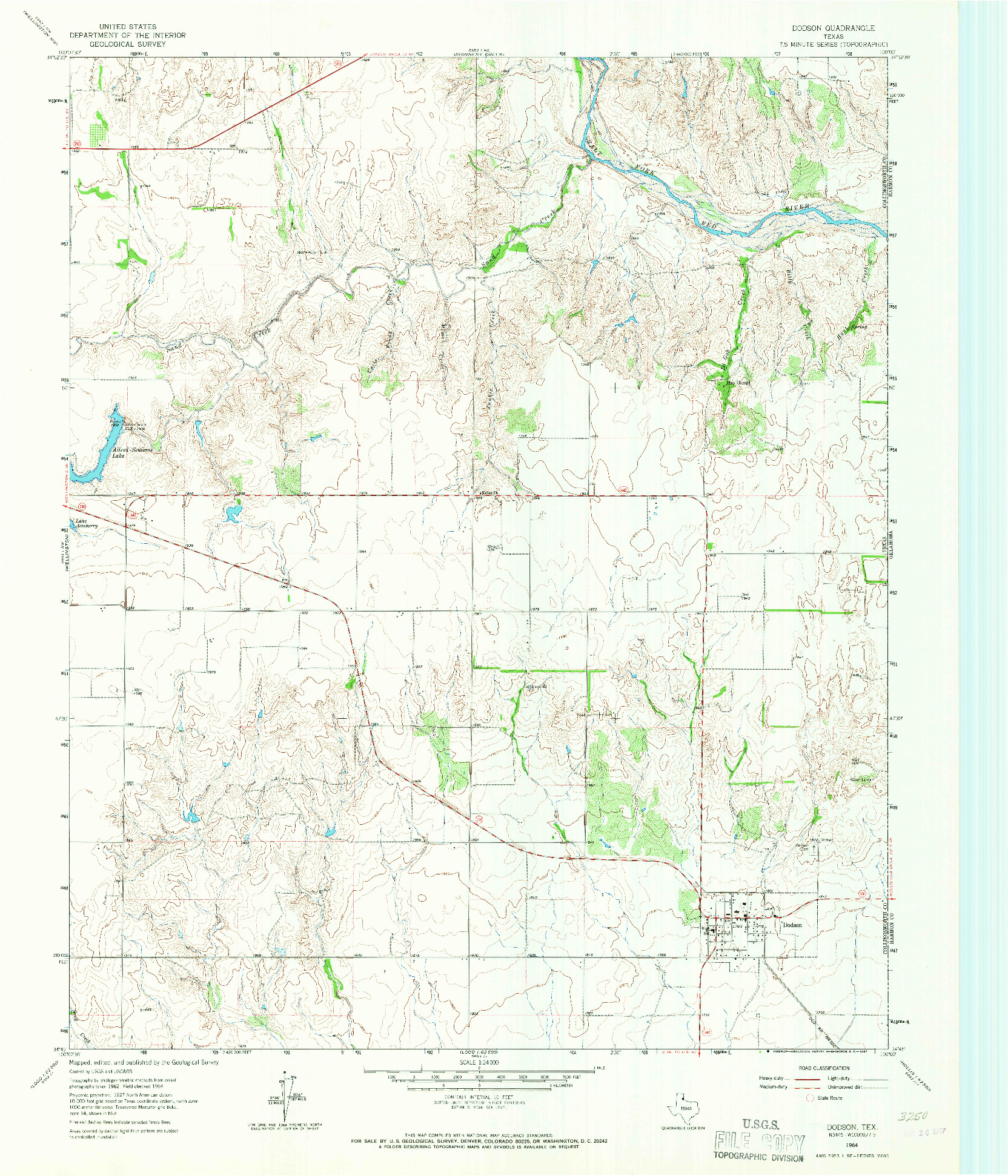 USGS 1:24000-SCALE QUADRANGLE FOR DODSON, TX 1964
