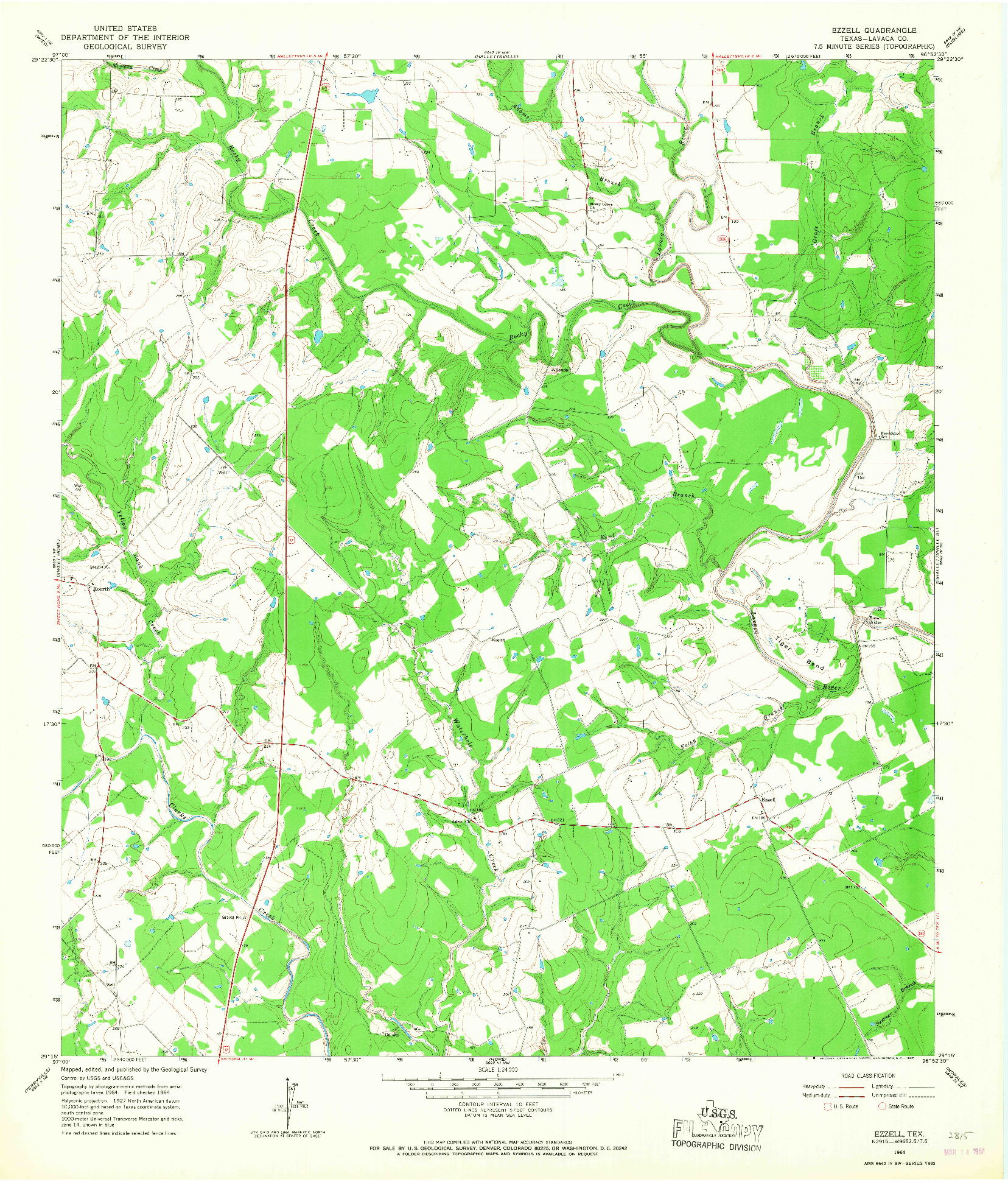 USGS 1:24000-SCALE QUADRANGLE FOR EZZELL, TX 1964