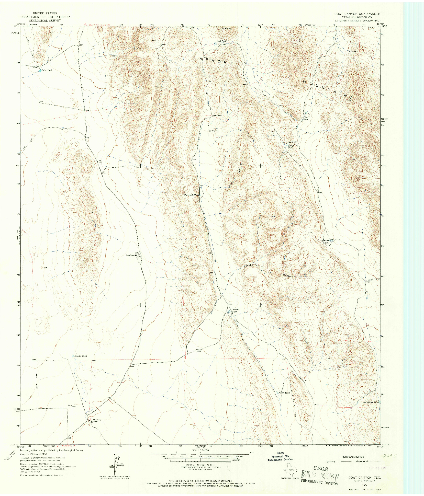 USGS 1:24000-SCALE QUADRANGLE FOR GOAT CANYON, TX 1964