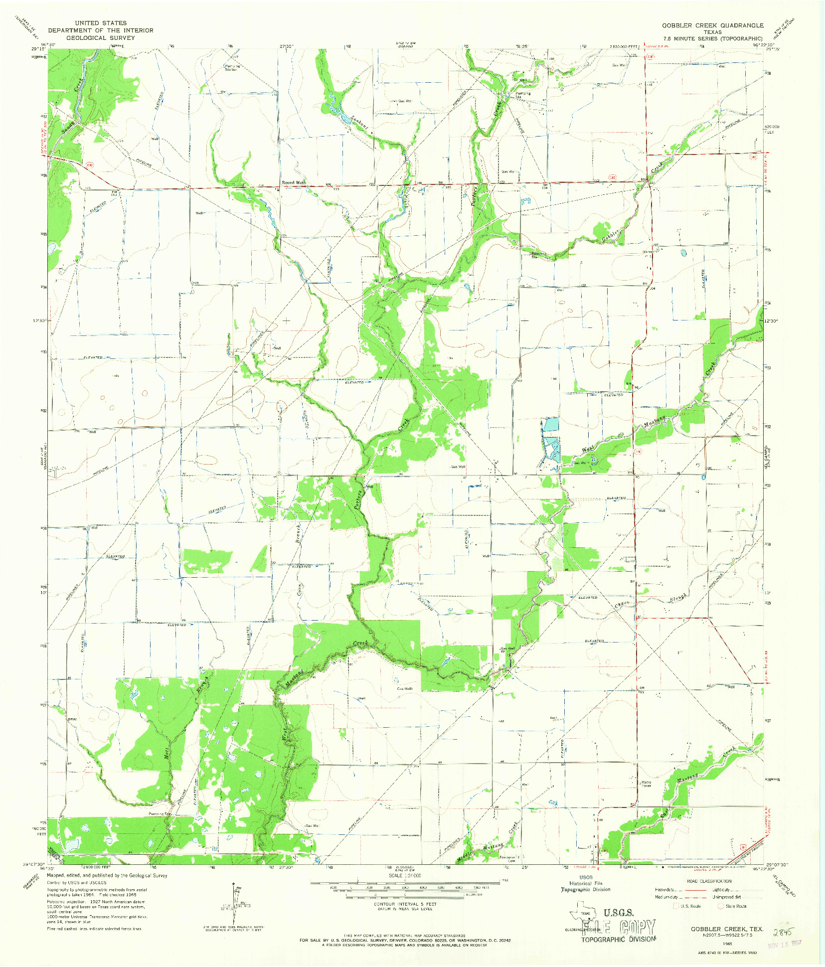 USGS 1:24000-SCALE QUADRANGLE FOR GOBBLER CREEK, TX 1965