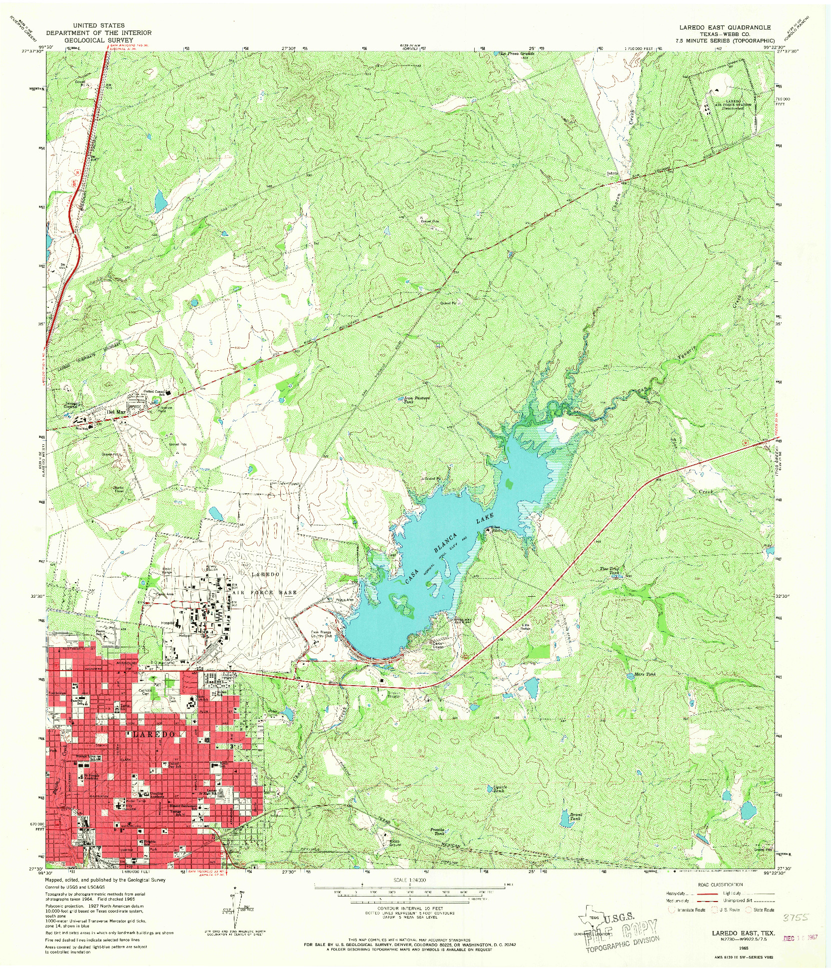 USGS 1:24000-SCALE QUADRANGLE FOR LAREDO EAST, TX 1965