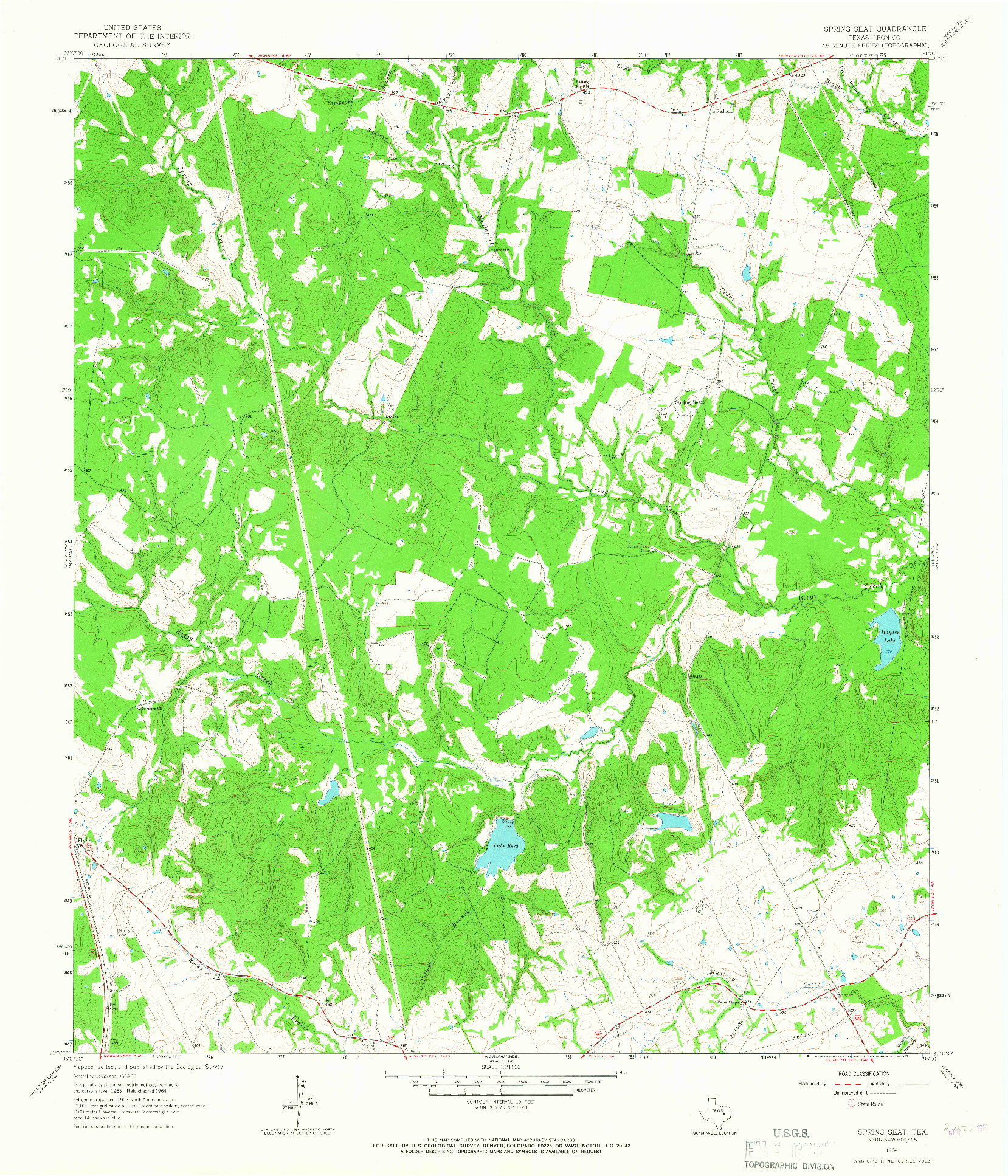 USGS 1:24000-SCALE QUADRANGLE FOR SPRING SEAT, TX 1964