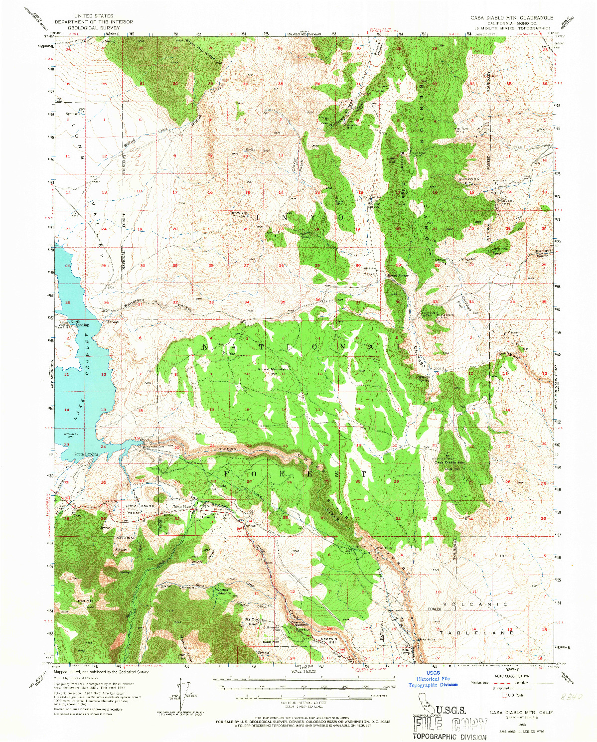 USGS 1:62500-SCALE QUADRANGLE FOR CASA DIABLO MTN, CA 1953