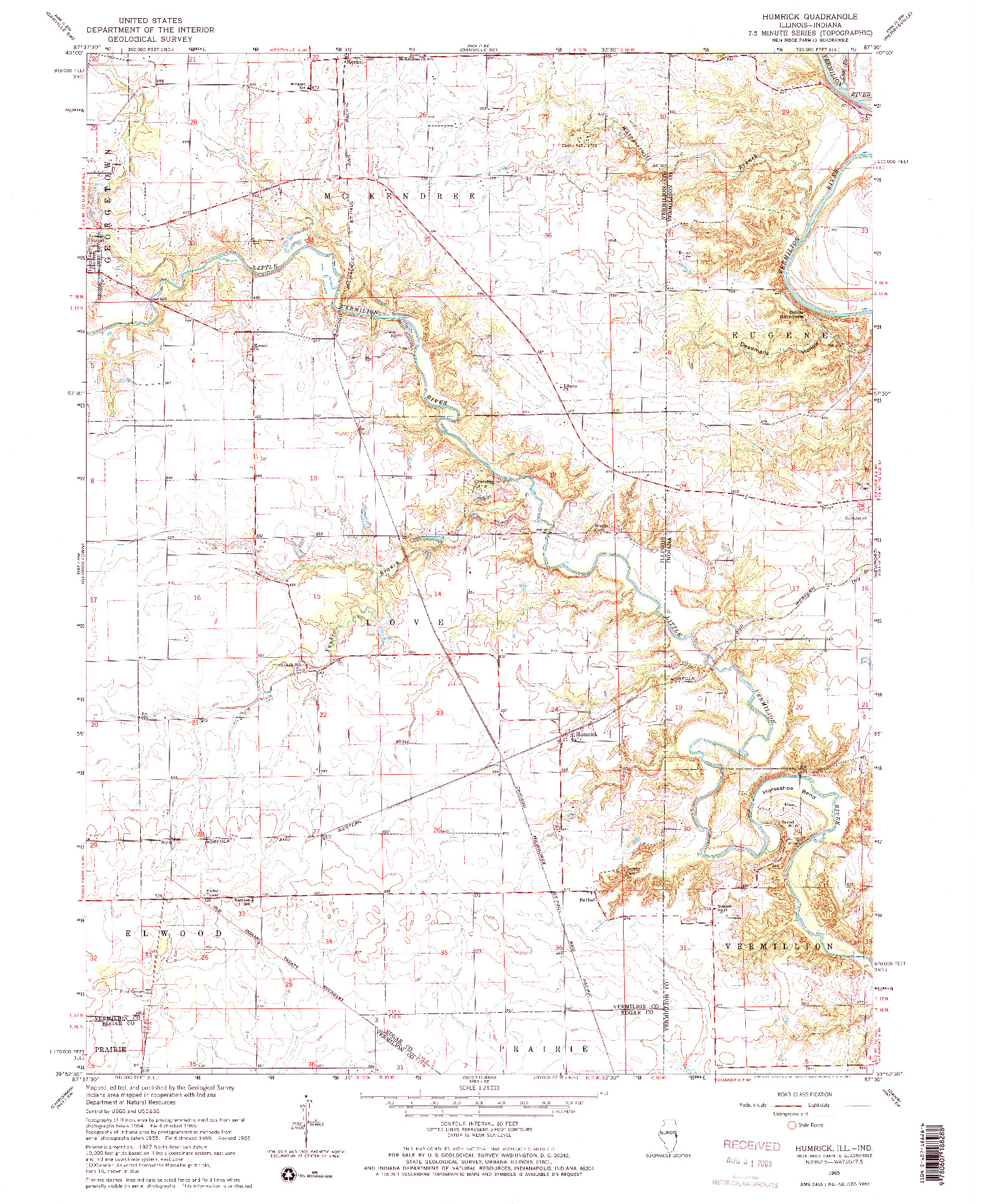 USGS 1:24000-SCALE QUADRANGLE FOR HUMRICK, IL 1965