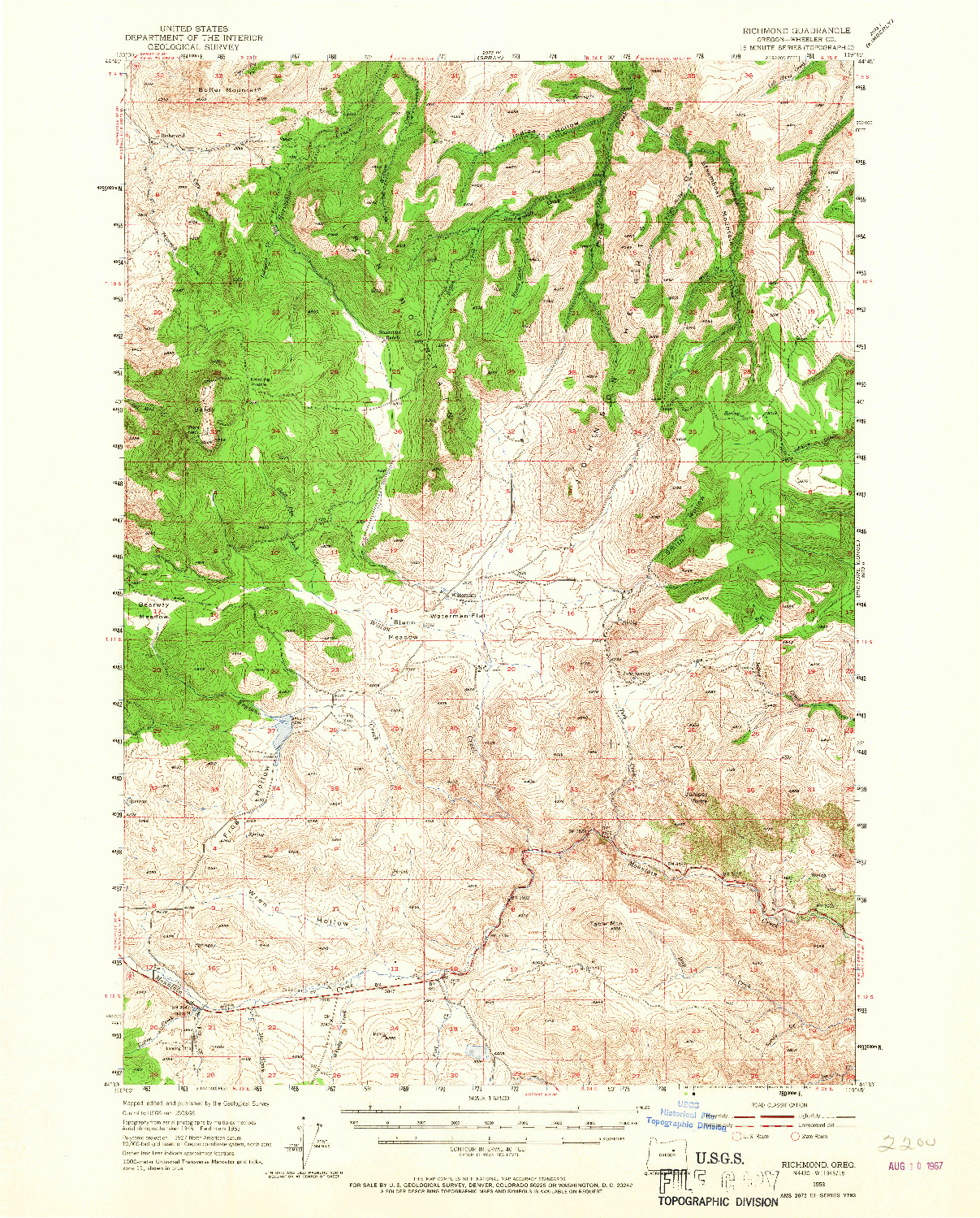 USGS 1:62500-SCALE QUADRANGLE FOR RICHMOND, OR 1953