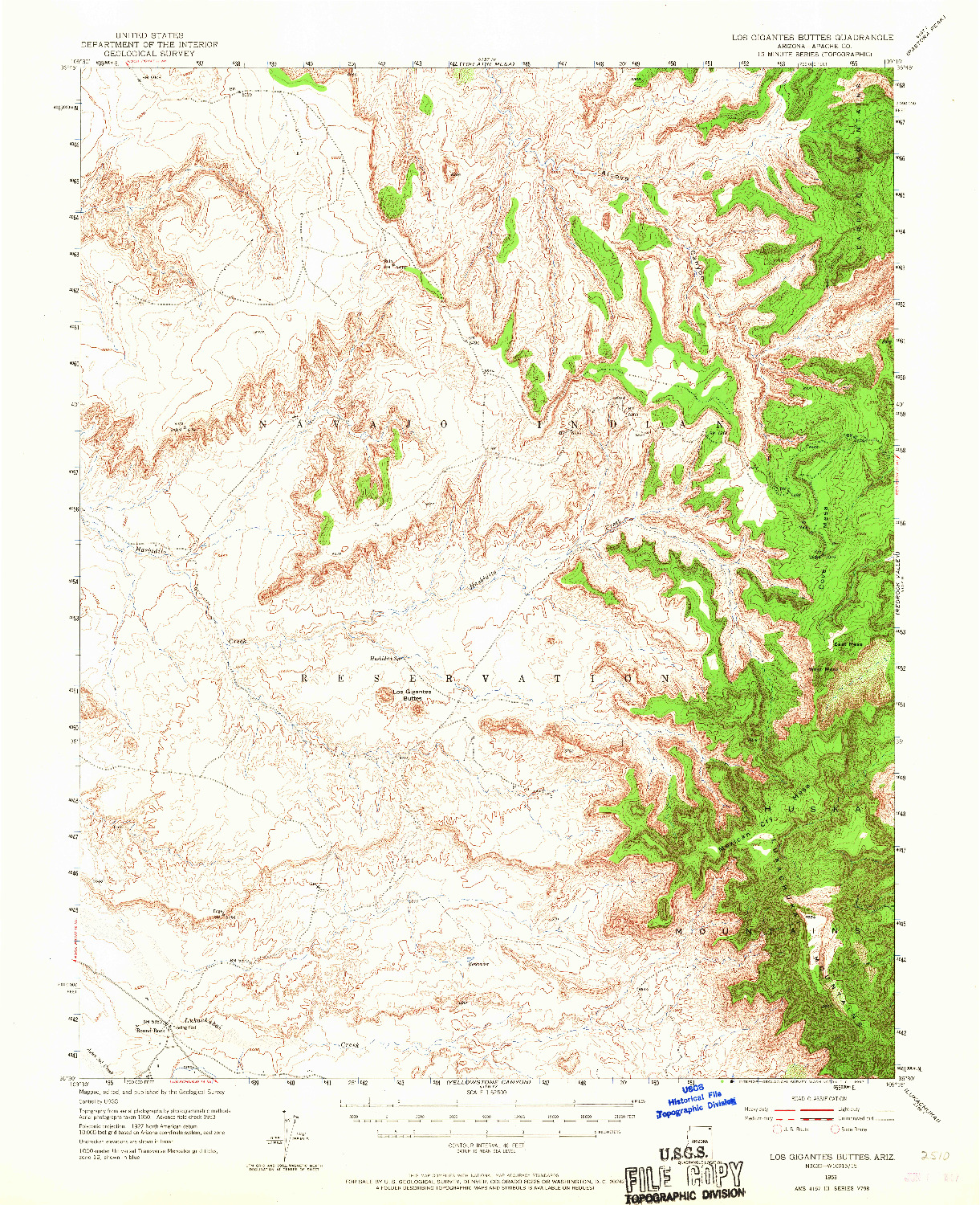 USGS 1:62500-SCALE QUADRANGLE FOR LOS GIGANTES BUTTES, AZ 1953