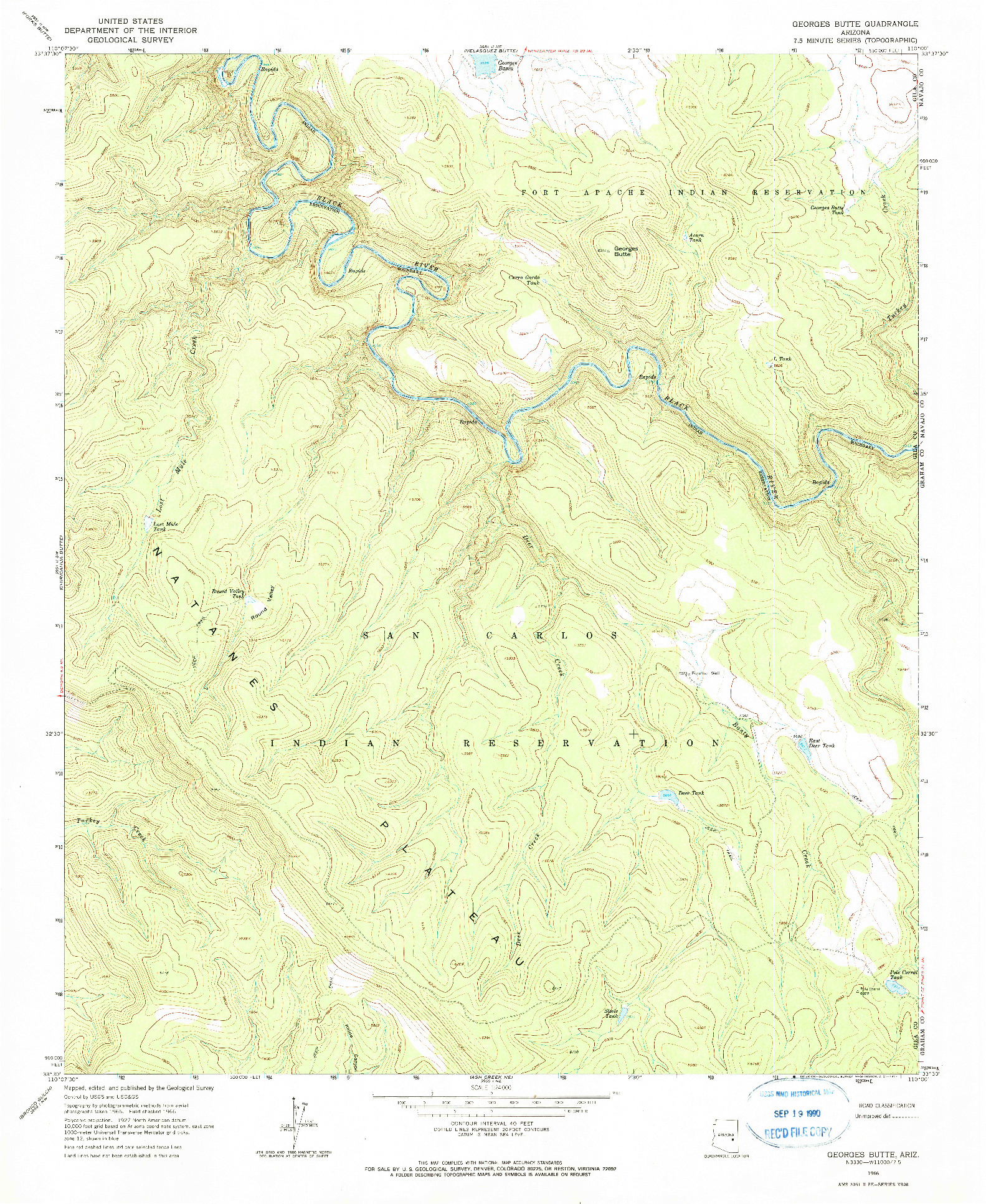 USGS 1:24000-SCALE QUADRANGLE FOR GEORGES BUTTE, AZ 1966