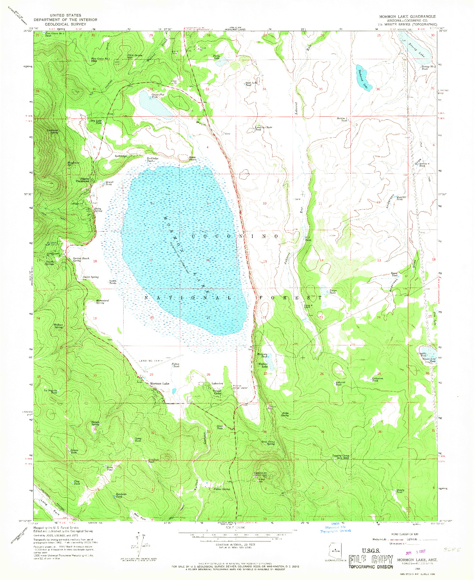 USGS 1:24000-SCALE QUADRANGLE FOR MORMON LAKE, AZ 1965