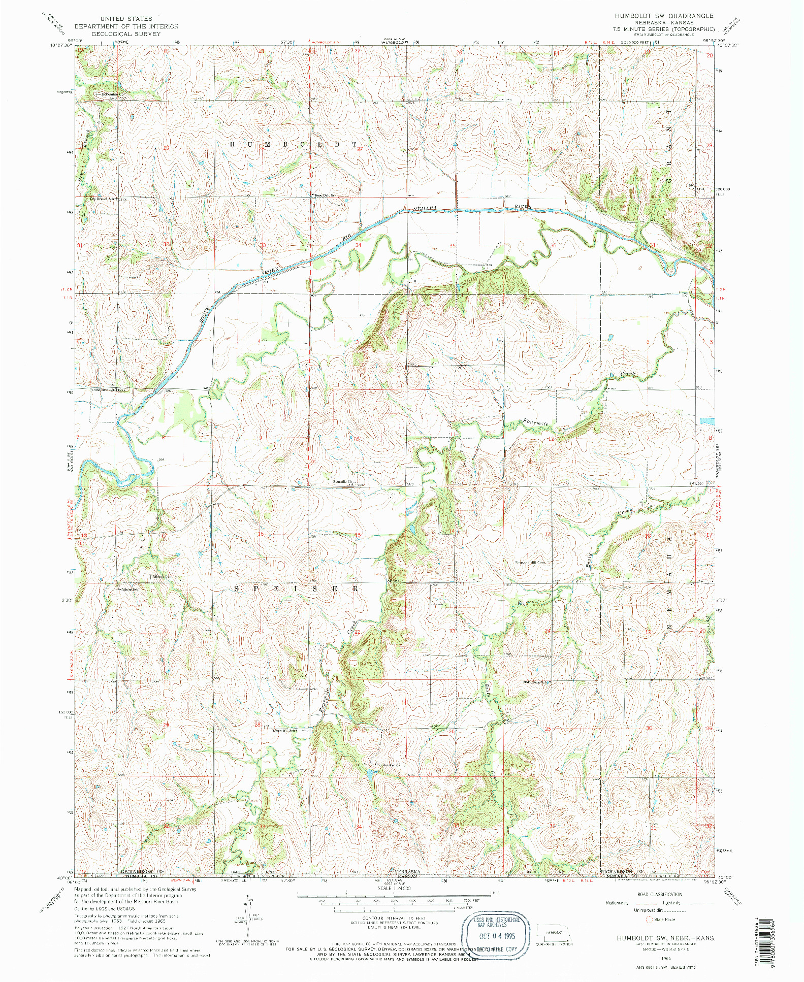 USGS 1:24000-SCALE QUADRANGLE FOR HUMBOLDT SW, NE 1965