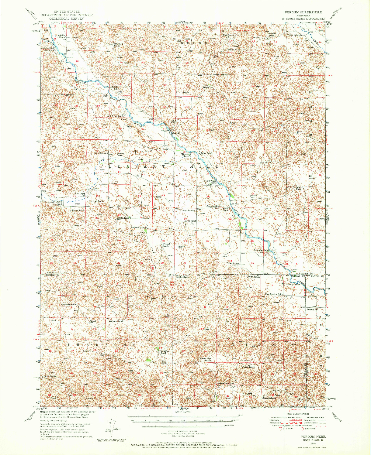 USGS 1:62500-SCALE QUADRANGLE FOR PURDUM, NE 1949