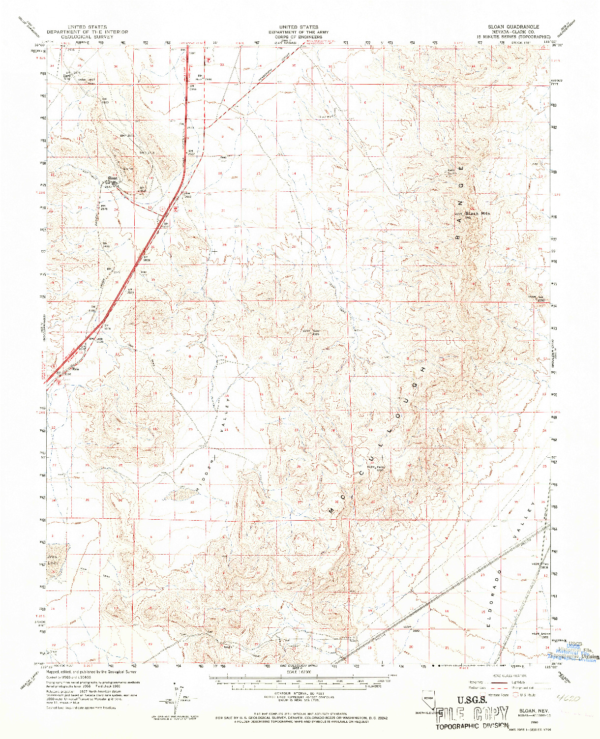 USGS 1:62500-SCALE QUADRANGLE FOR SLOAN, NV 1960