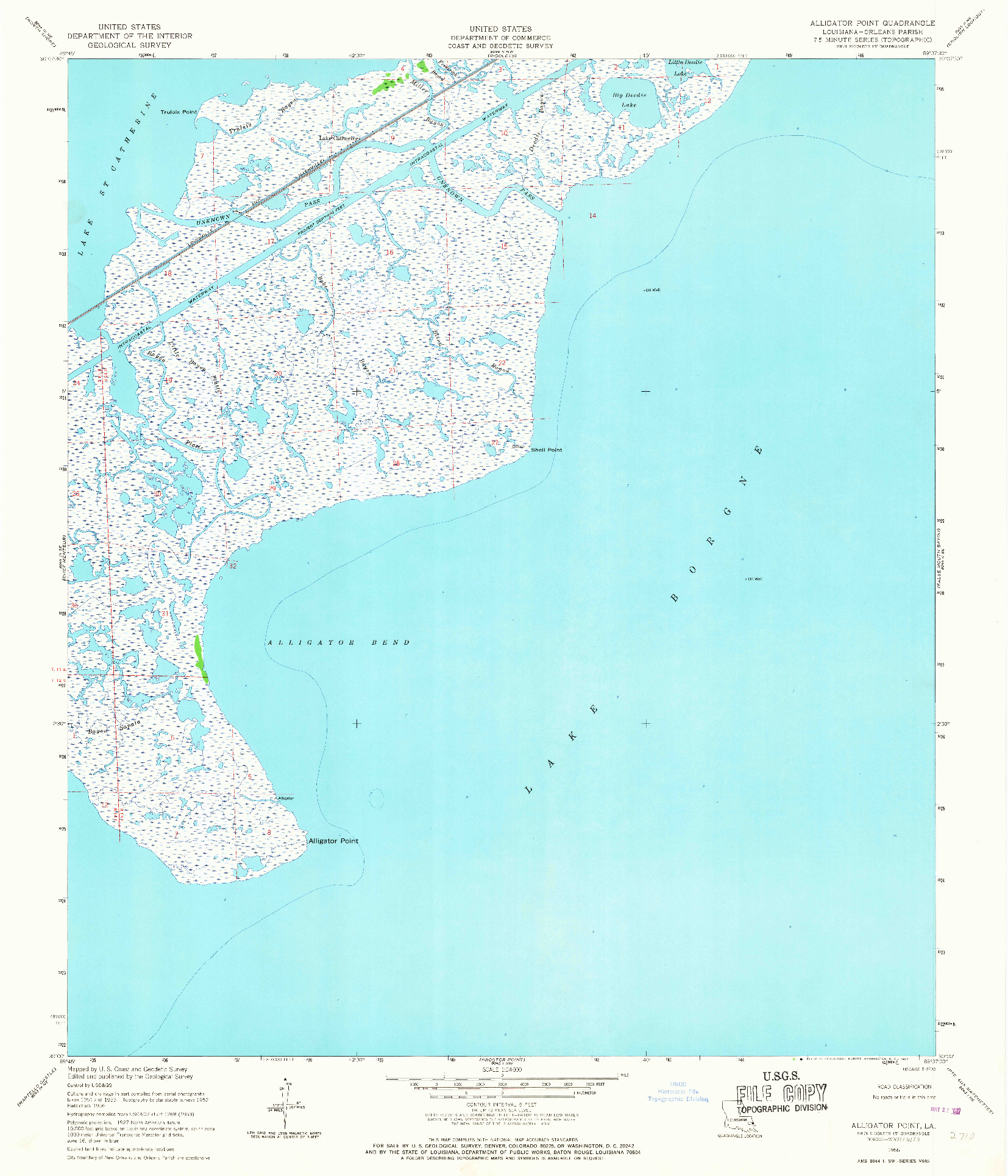 USGS 1:24000-SCALE QUADRANGLE FOR ALLIGATOR POINT, LA 1956