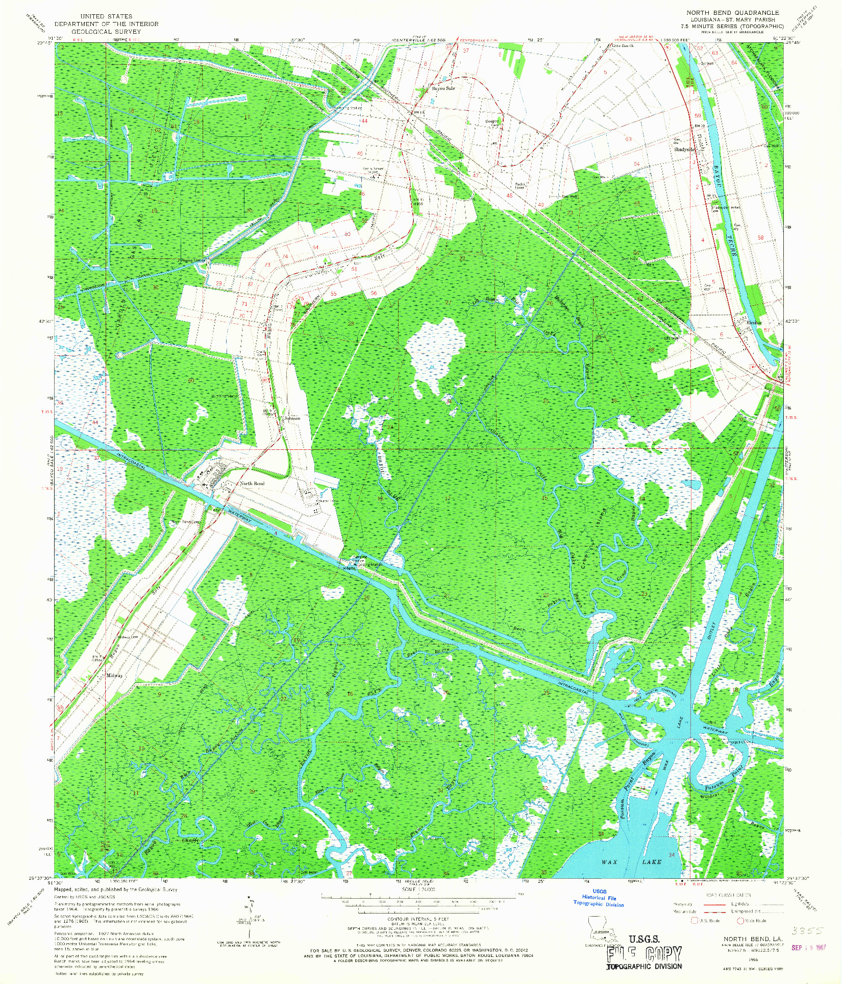 USGS 1:24000-SCALE QUADRANGLE FOR NORTH BEND, LA 1966