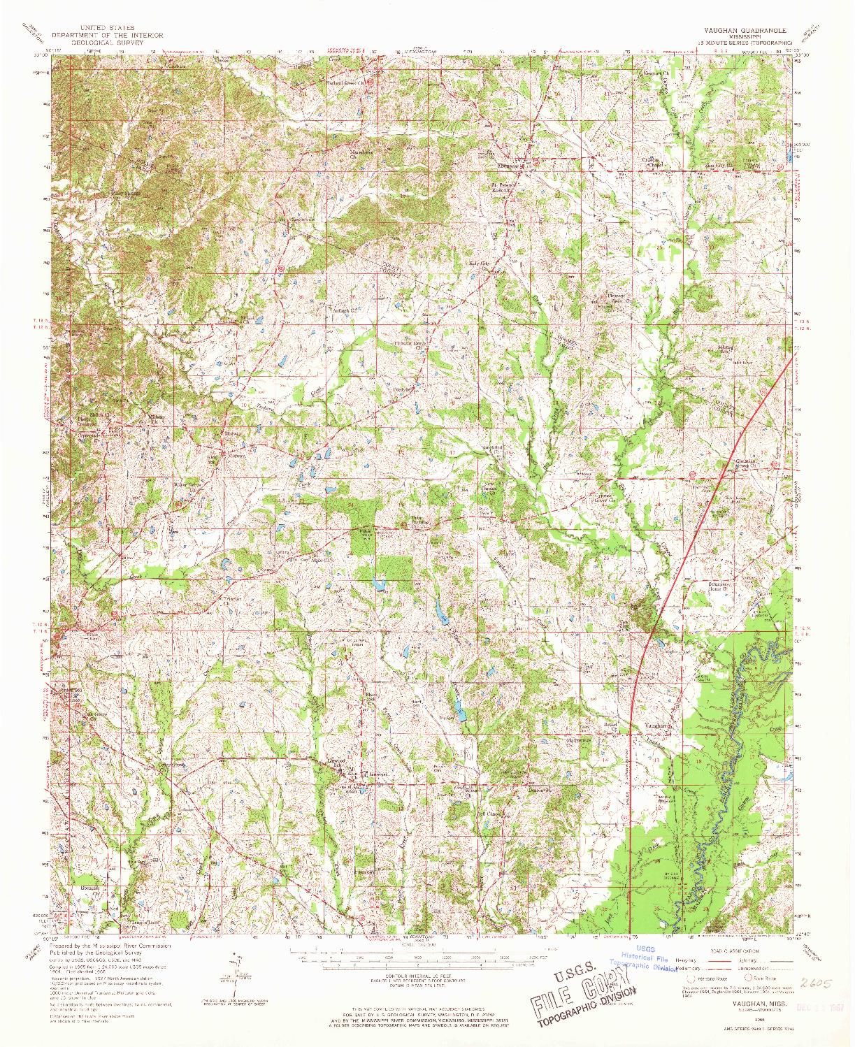 USGS 1:62500-SCALE QUADRANGLE FOR VAUGHAN, MS 1966