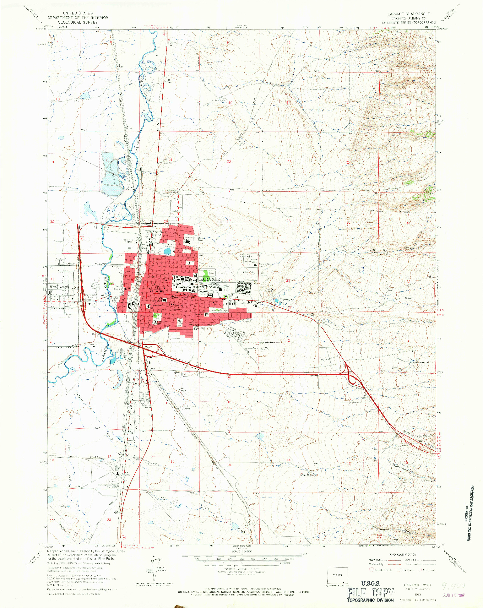 USGS 1:24000-SCALE QUADRANGLE FOR LARAMIE, WY 1963