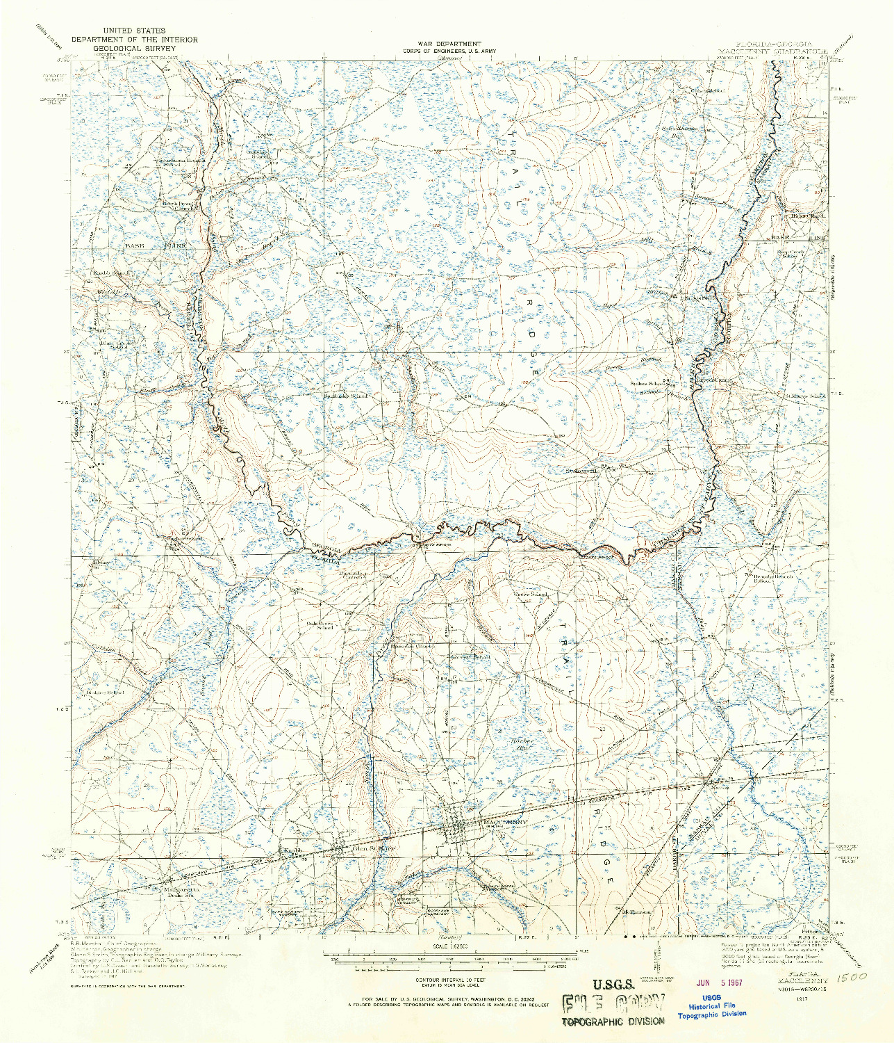 USGS 1:62500-SCALE QUADRANGLE FOR MACCLENNY, FL 1917