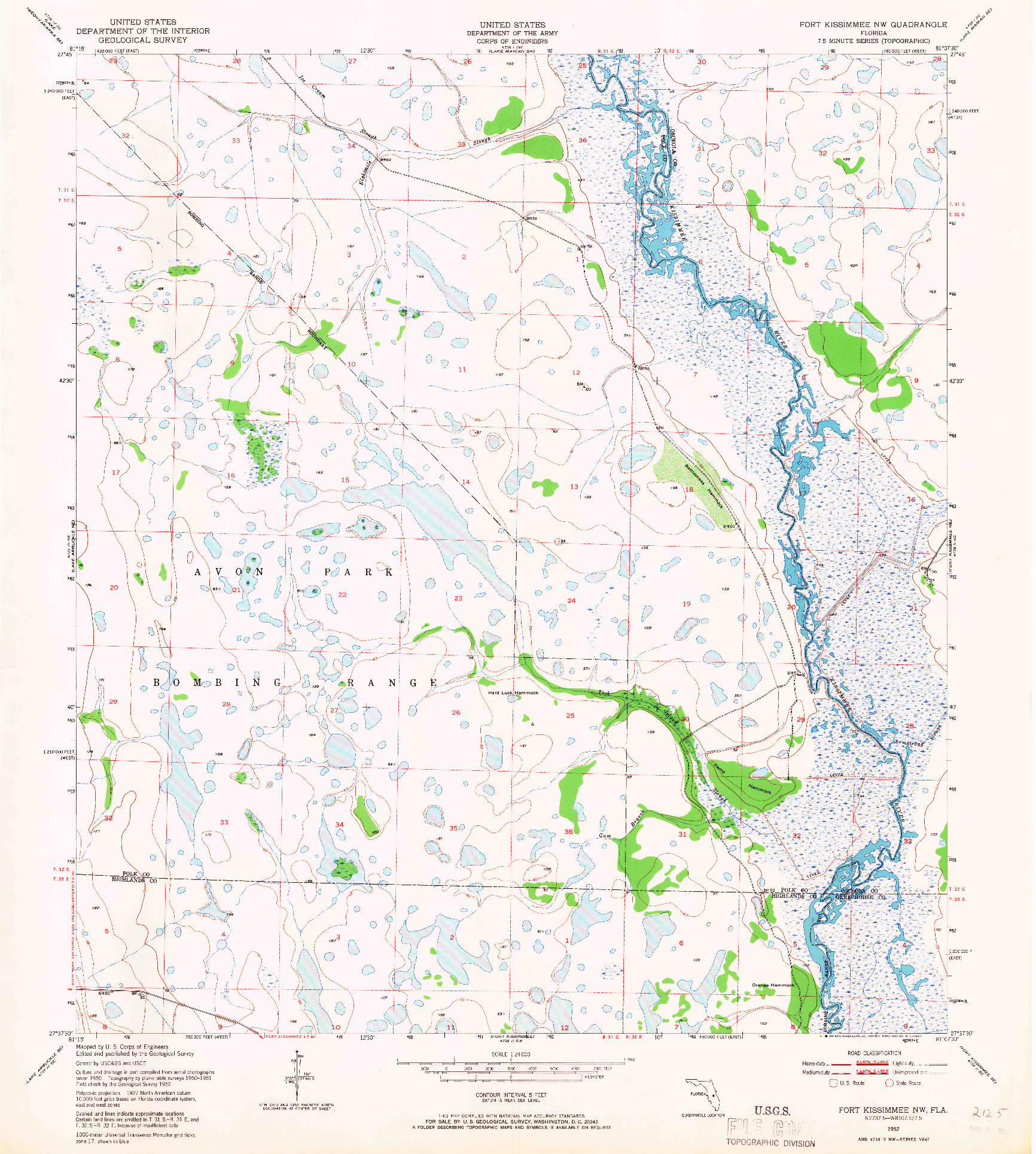 USGS 1:24000-SCALE QUADRANGLE FOR FORT KISSIMMEE NW, FL 1952