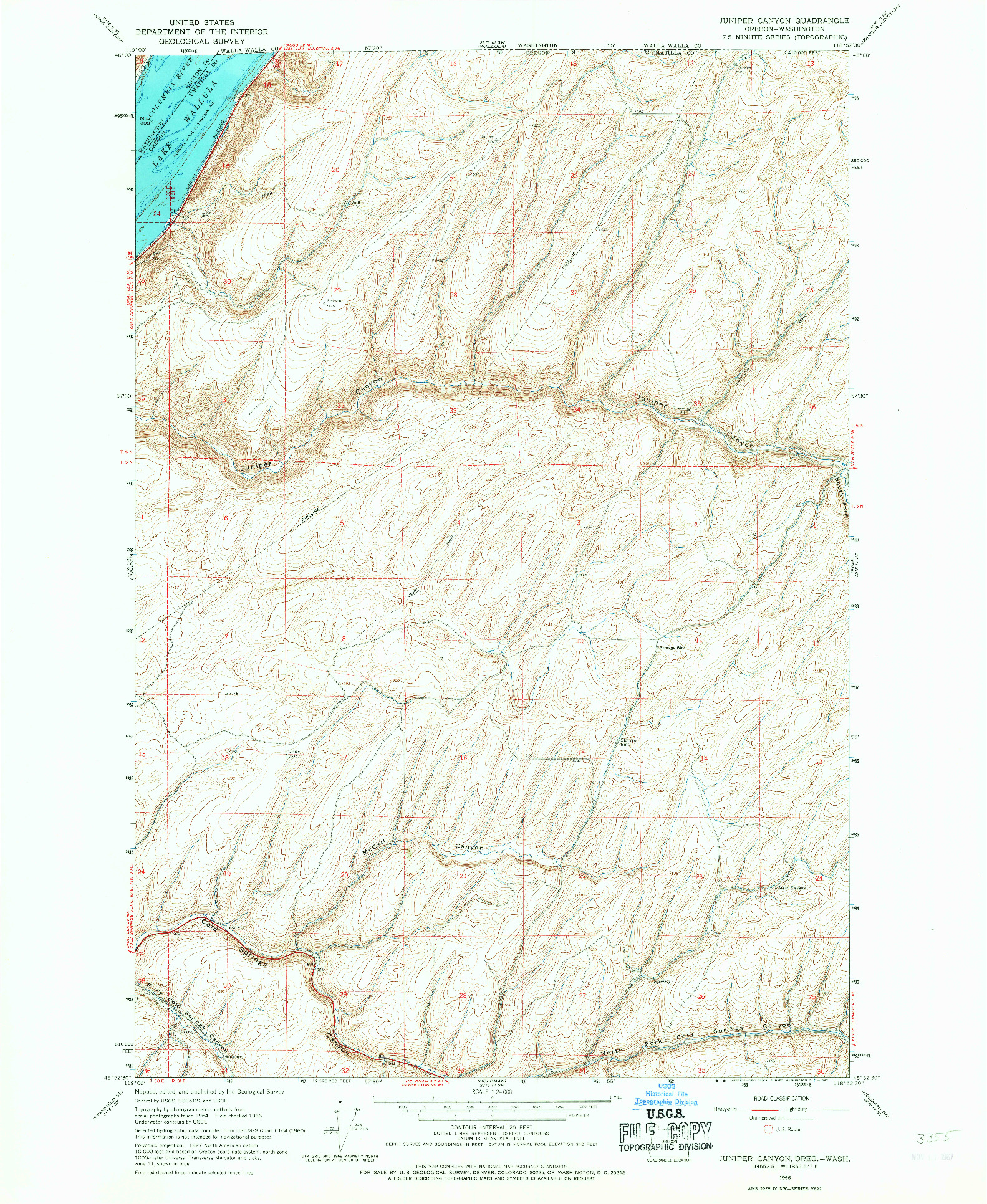 USGS 1:24000-SCALE QUADRANGLE FOR JUNIPER CANYON, OR 1966