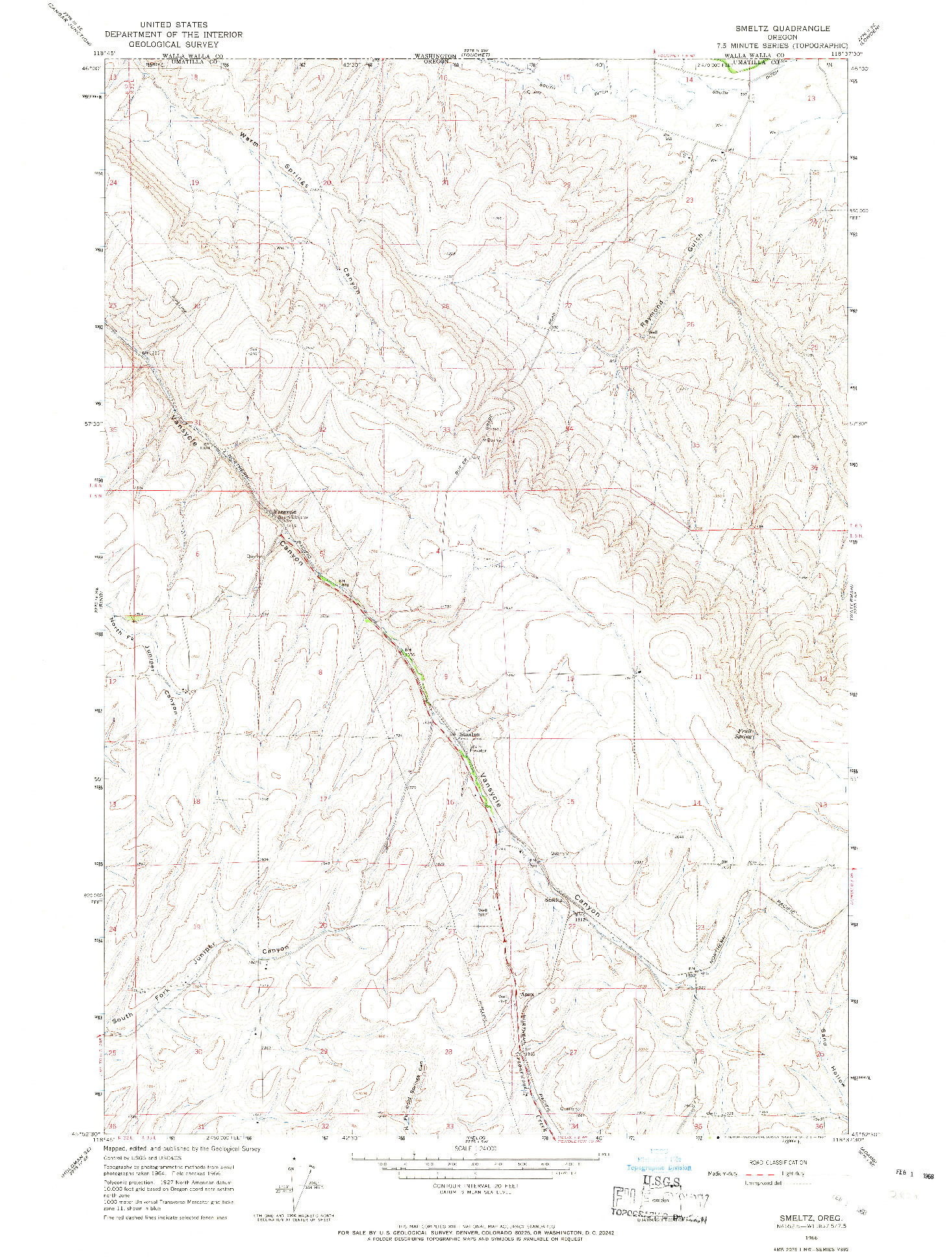 USGS 1:24000-SCALE QUADRANGLE FOR SMELTZ, OR 1966