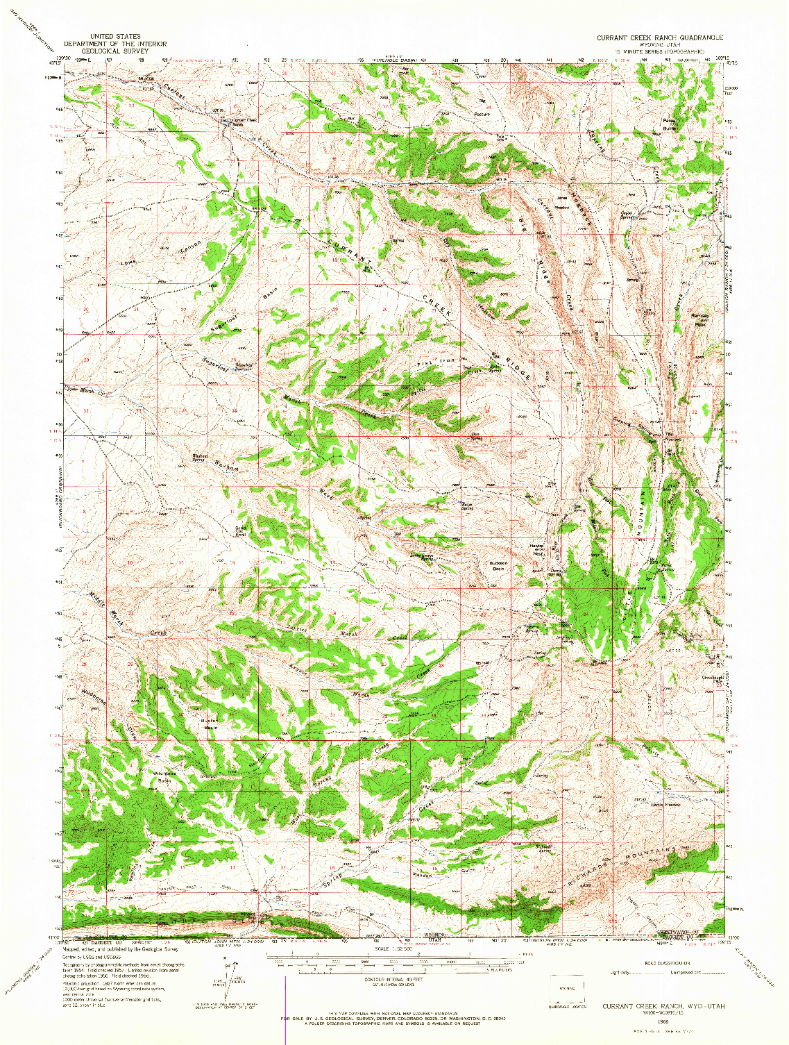 USGS 1:62500-SCALE QUADRANGLE FOR CURRANT CREEK RANCH, WY 1966