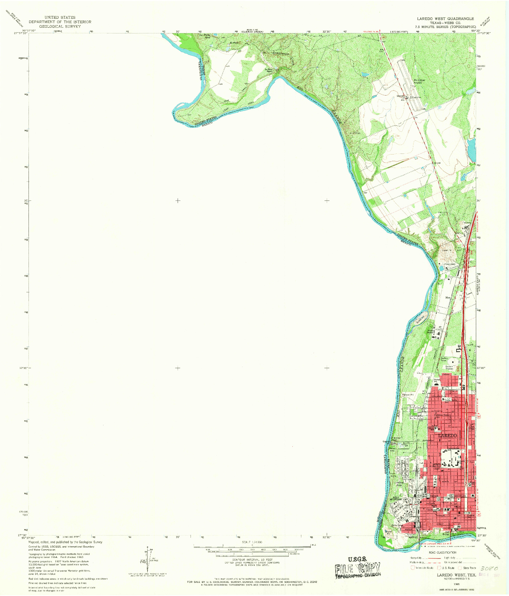 USGS 1:24000-SCALE QUADRANGLE FOR LAREDO WEST, TX 1965