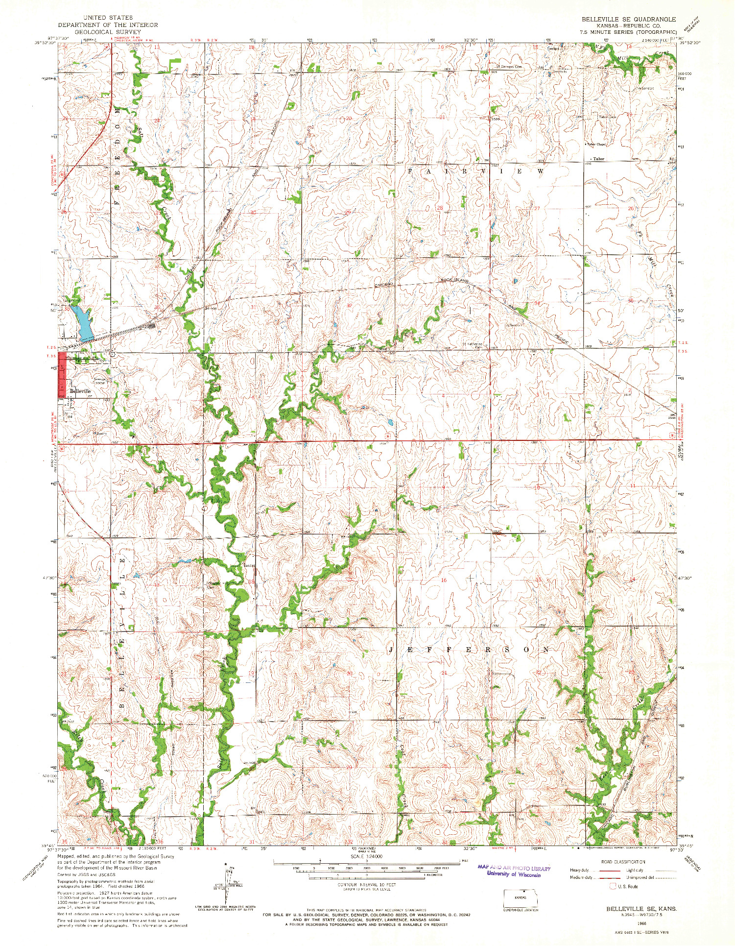 USGS 1:24000-SCALE QUADRANGLE FOR BELLEVILLE SE, KS 1966