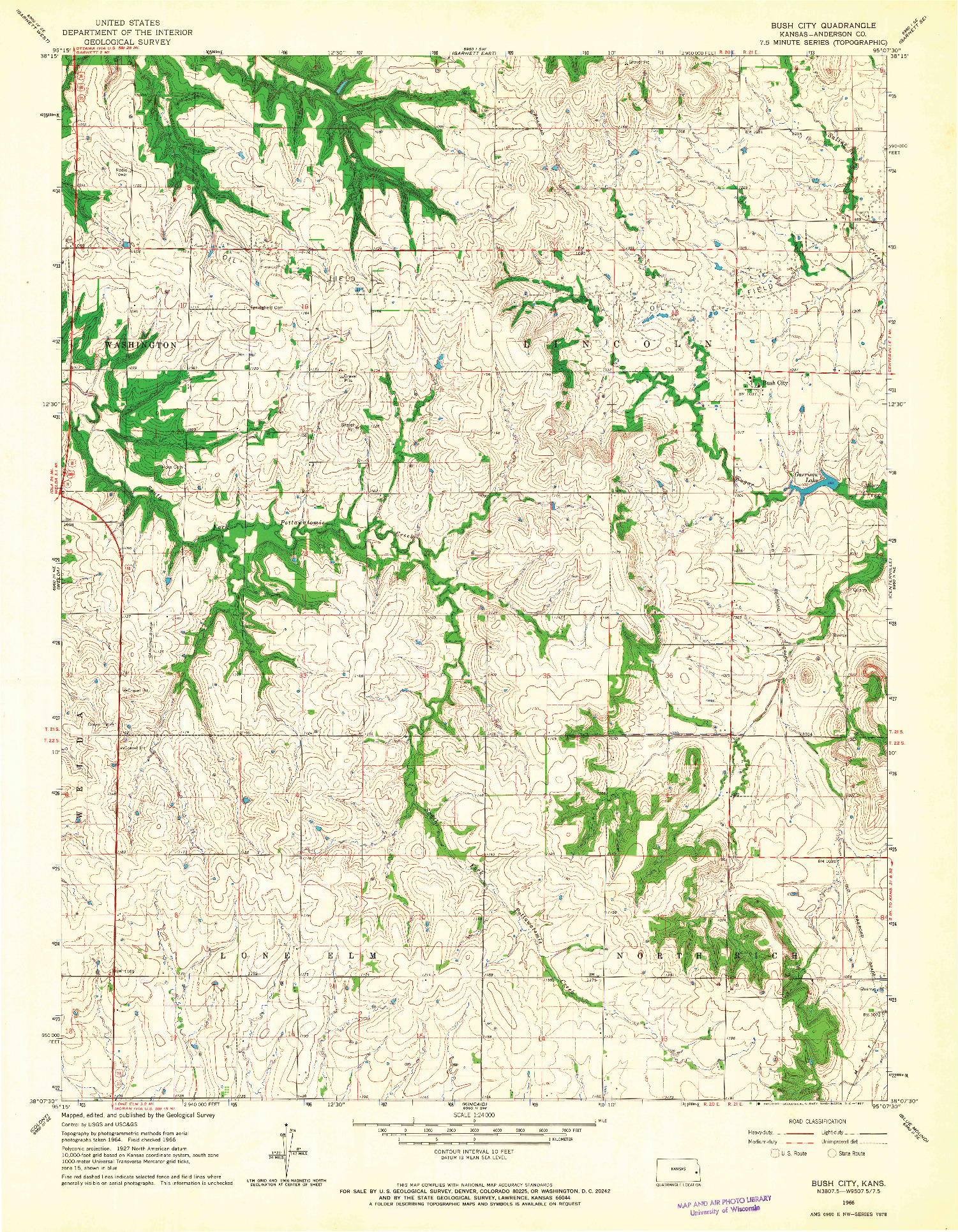 USGS 1:24000-SCALE QUADRANGLE FOR BUSH CITY, KS 1966