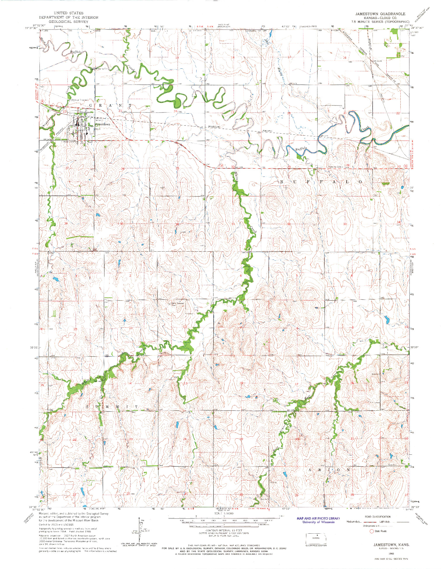 USGS 1:24000-SCALE QUADRANGLE FOR JAMESTOWN, KS 1966